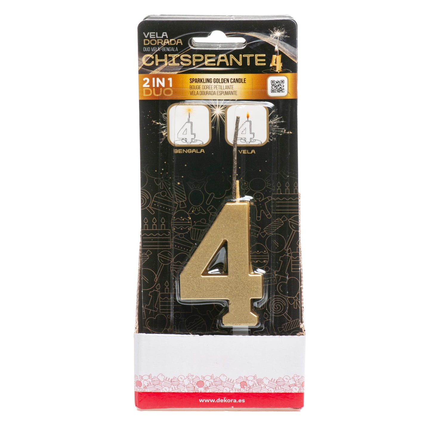 BOUGIES D'ANNIVERSAIRE PÉTILLANTES OR Nº4