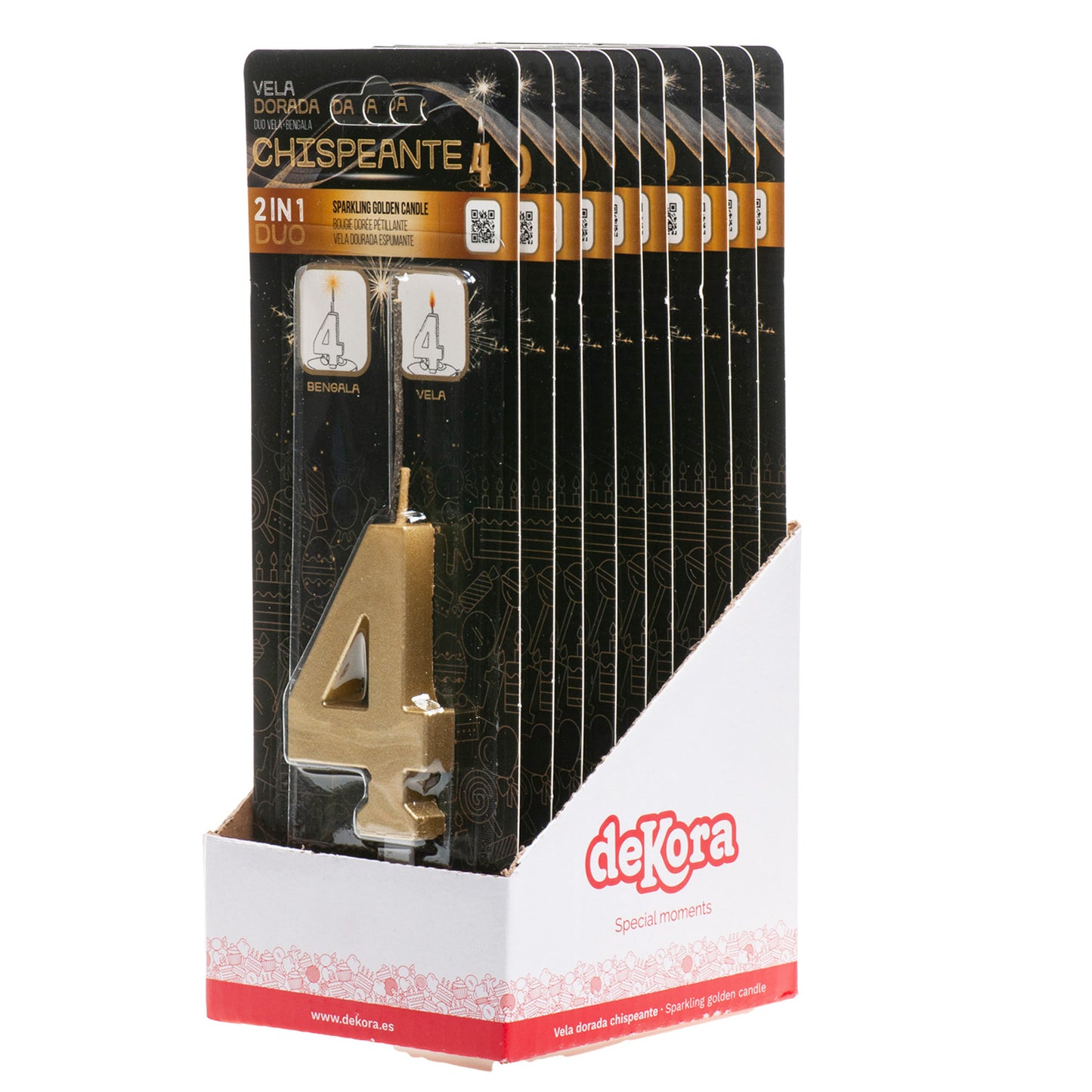 BOUGIES D'ANNIVERSAIRE PÉTILLANTES OR Nº4