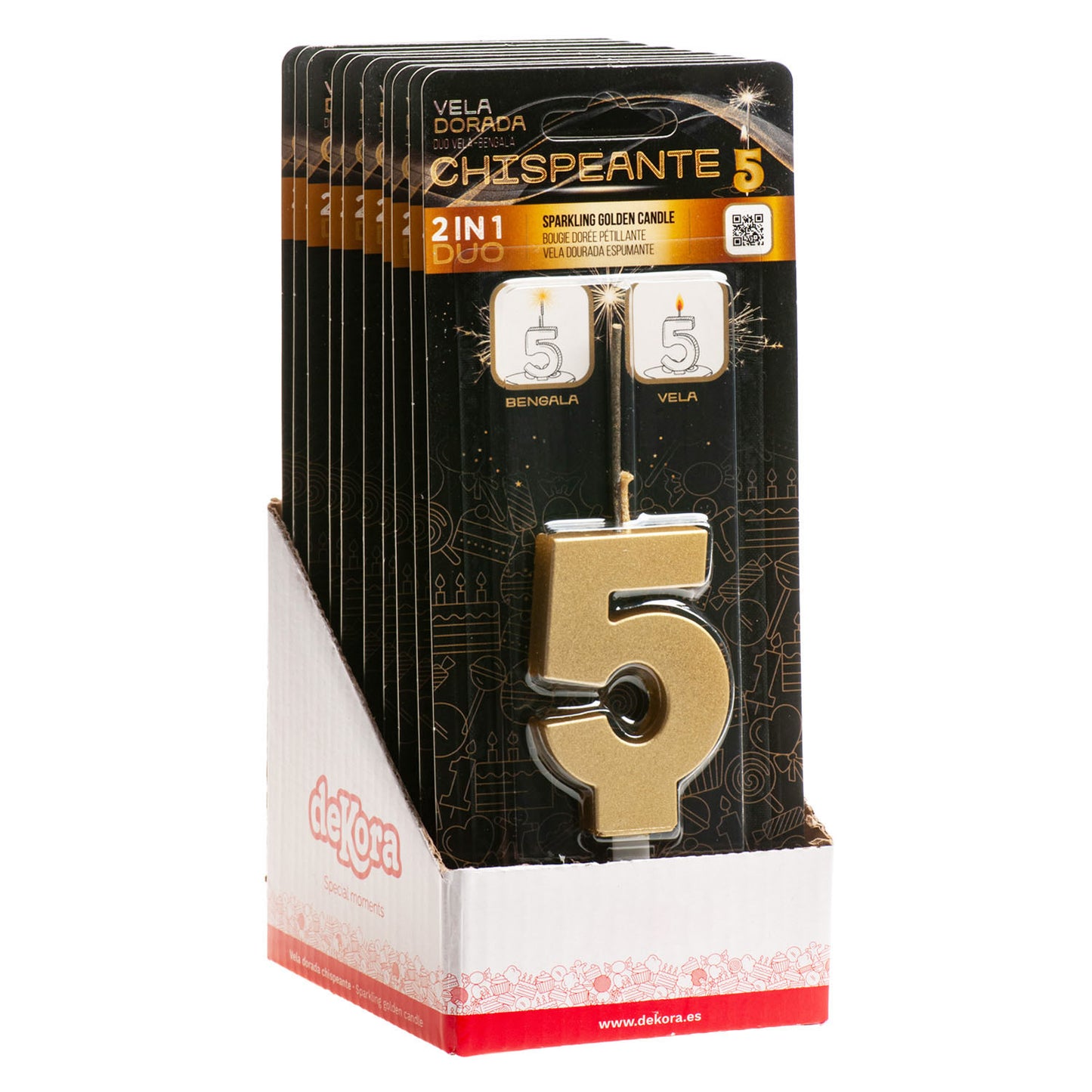 VELAS CHISPEANTES DE CUMPLEAÑOS ORO Nº5