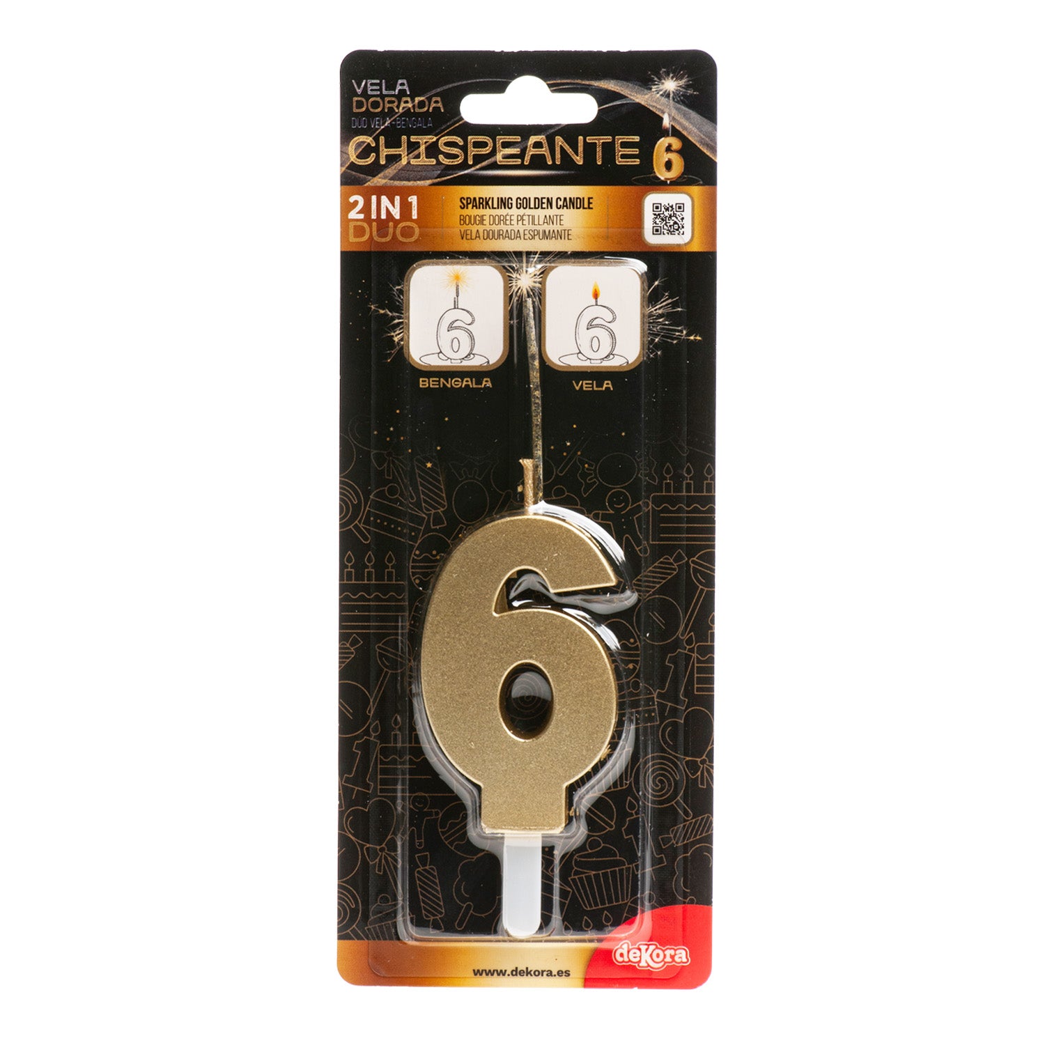 VELAS DE ANIVERSÁRIO DE OURO ESPUMANTE Nº6