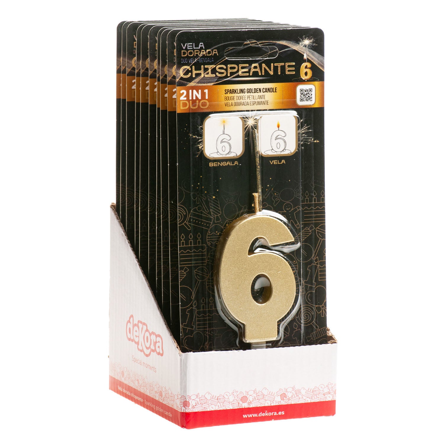 VELAS DE ANIVERSÁRIO DE OURO ESPUMANTE Nº6