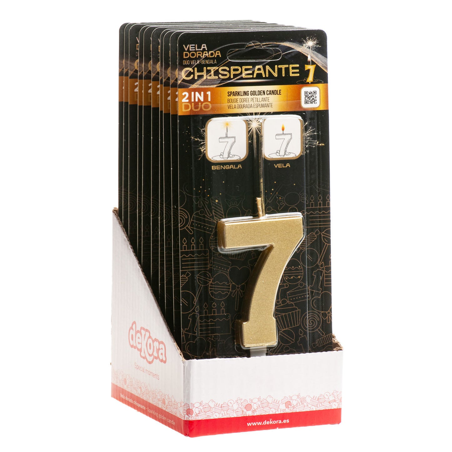 CANDELE DI COMPLEANNO IN ORO SCINTILLANTE Nº7
