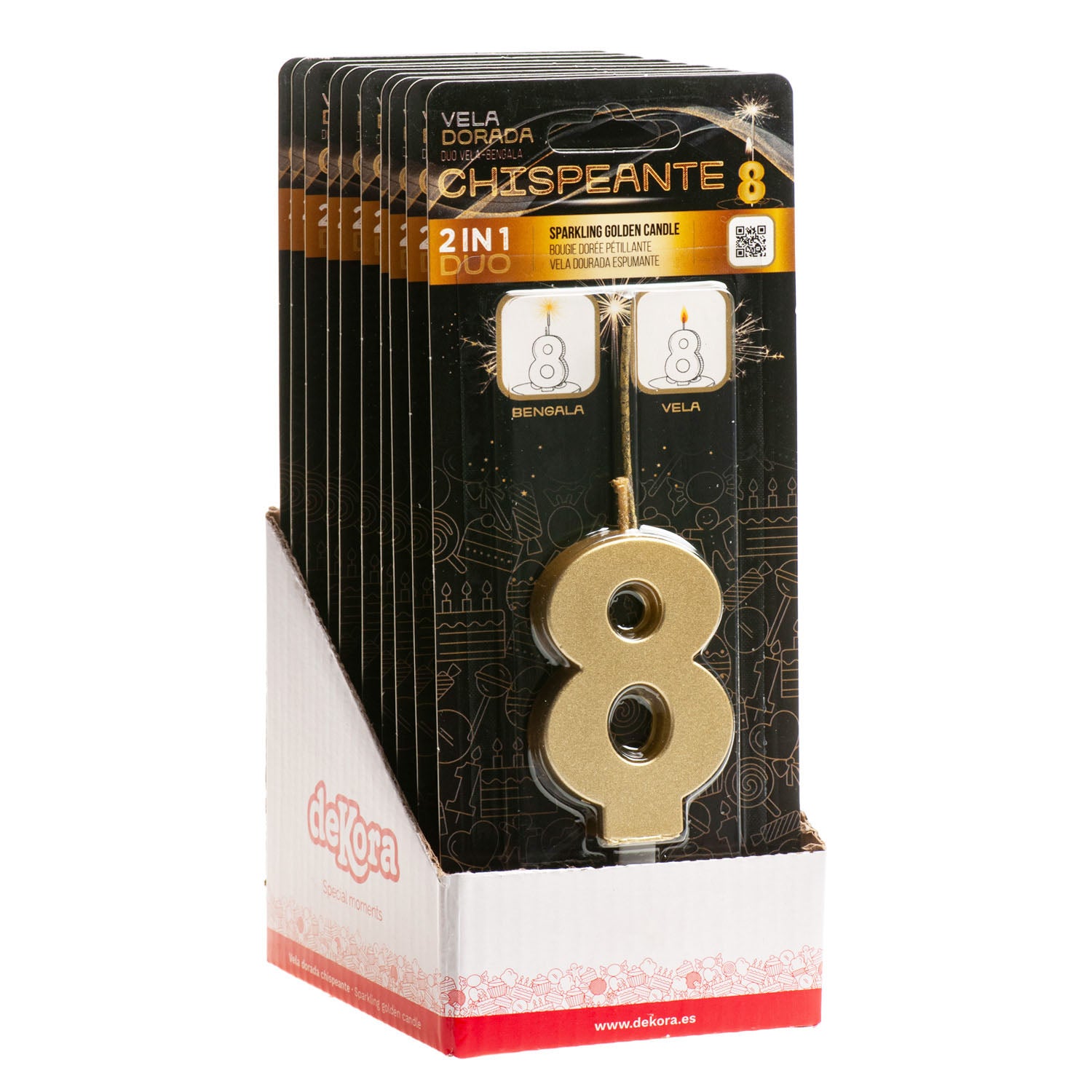 VELAS DE ANIVERSÁRIO DE OURO ESPUMANTE Nº8