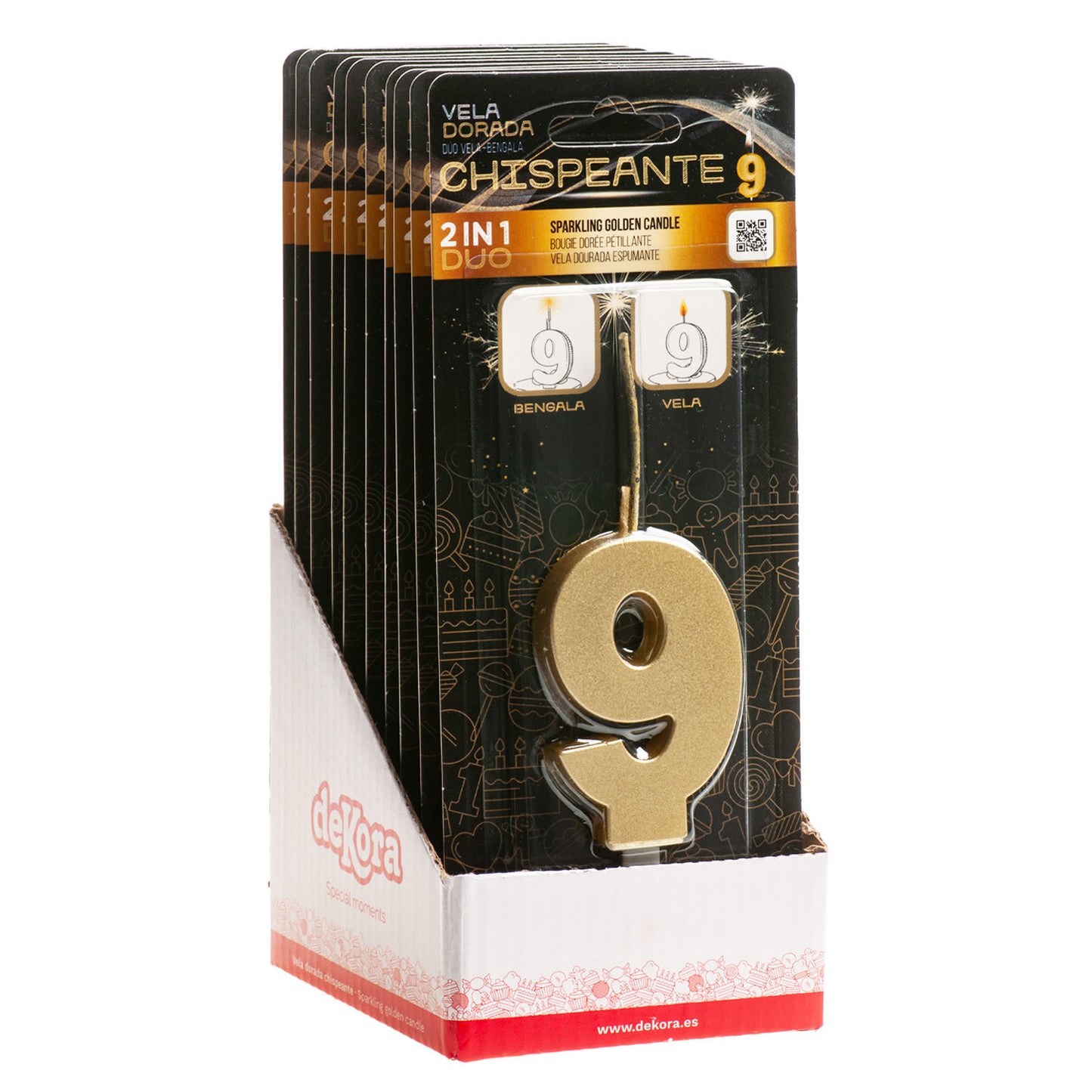 VELAS DE ANIVERSÁRIO DE OURO ESPUMANTE Nº9