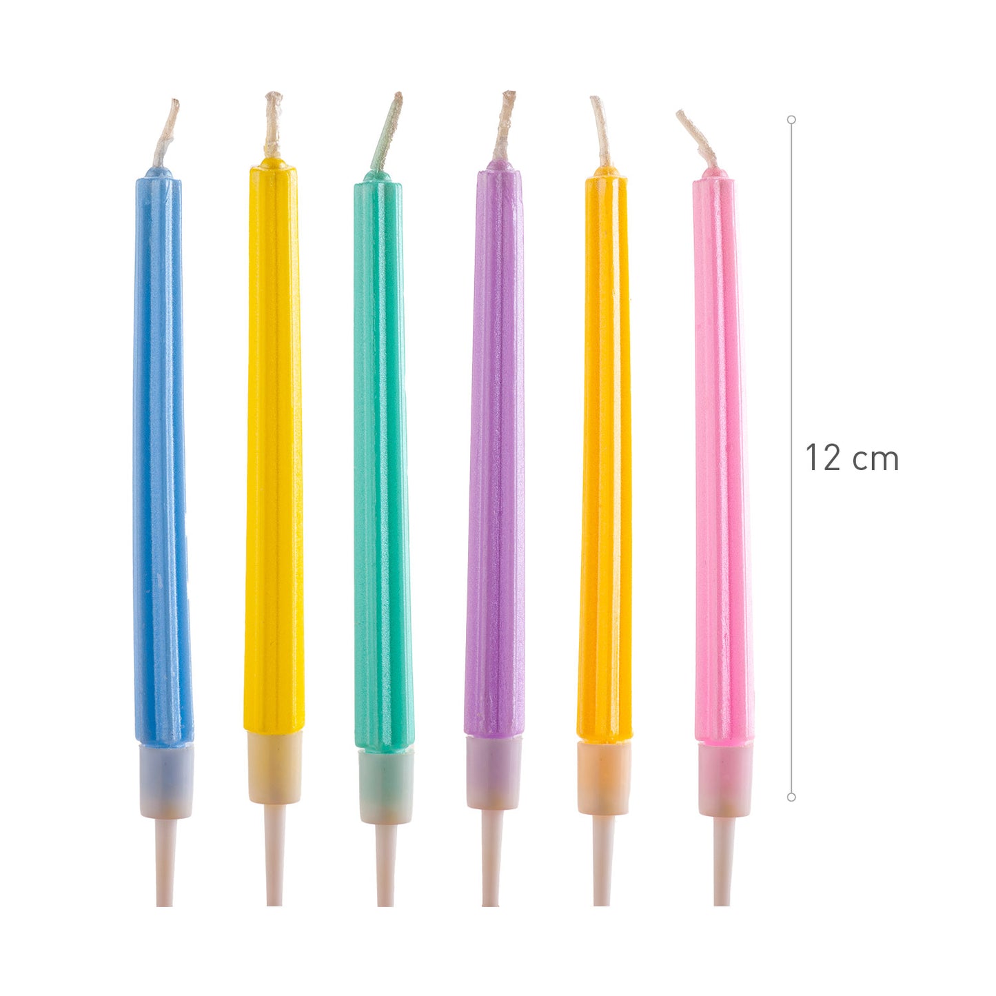 VELAS DE CUMPLEAÑOS PARTY COLUMNAS DE COLORES 12CM
