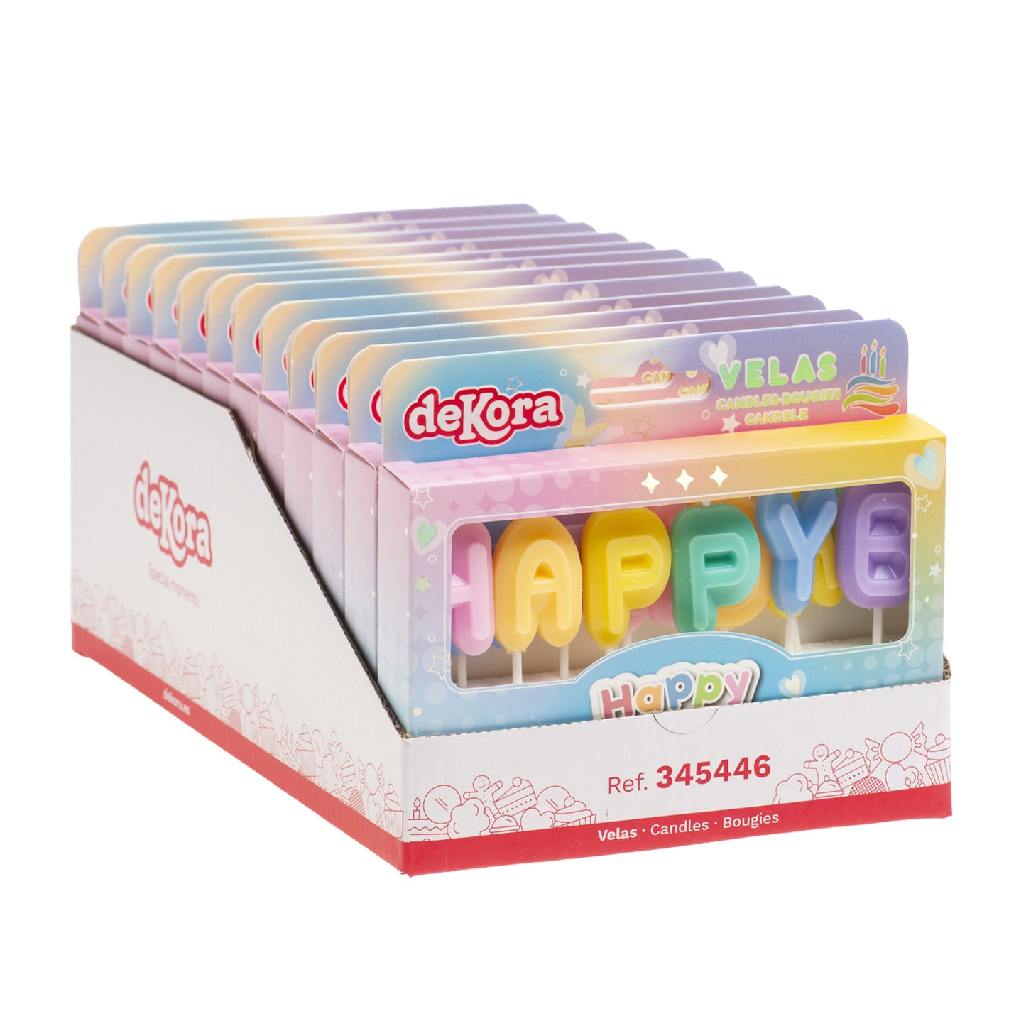 VELAS LETRAS HAPPY BIRTHDAY COLORES 8CM