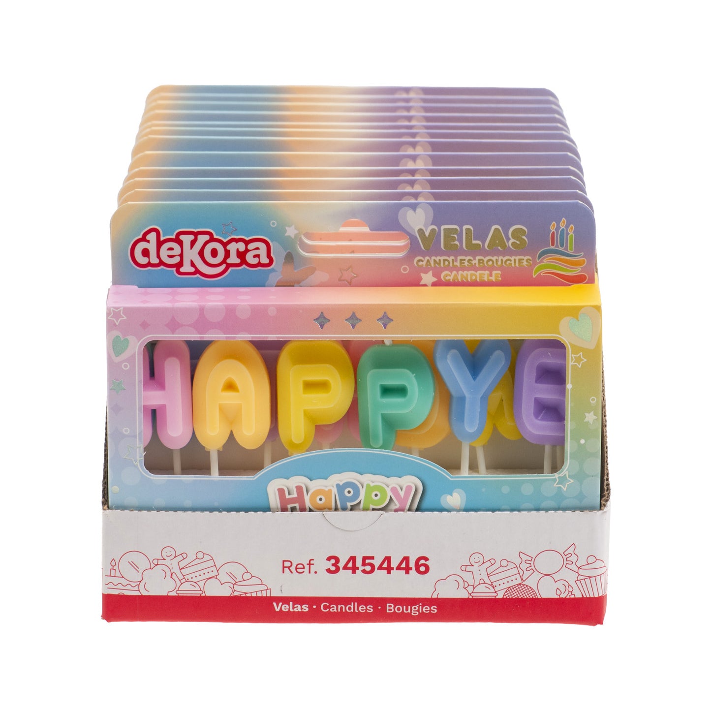 VELAS LETRAS HAPPY BIRTHDAY COLORES 8CM