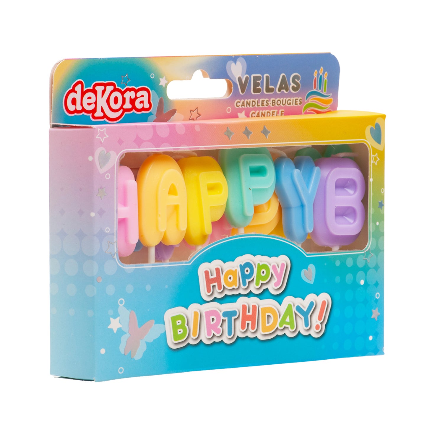 VELAS LETRAS HAPPY BIRTHDAY COLORES 8CM