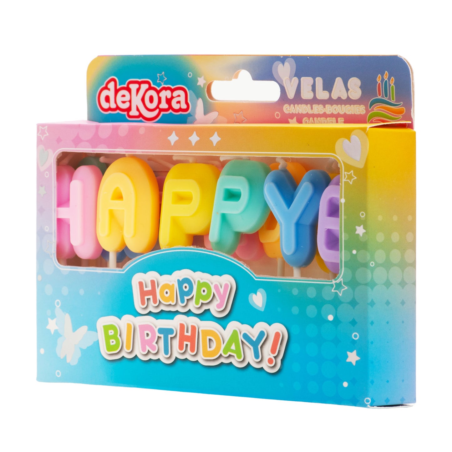 VELAS LETRAS HAPPY BIRTHDAY COLORES 8CM