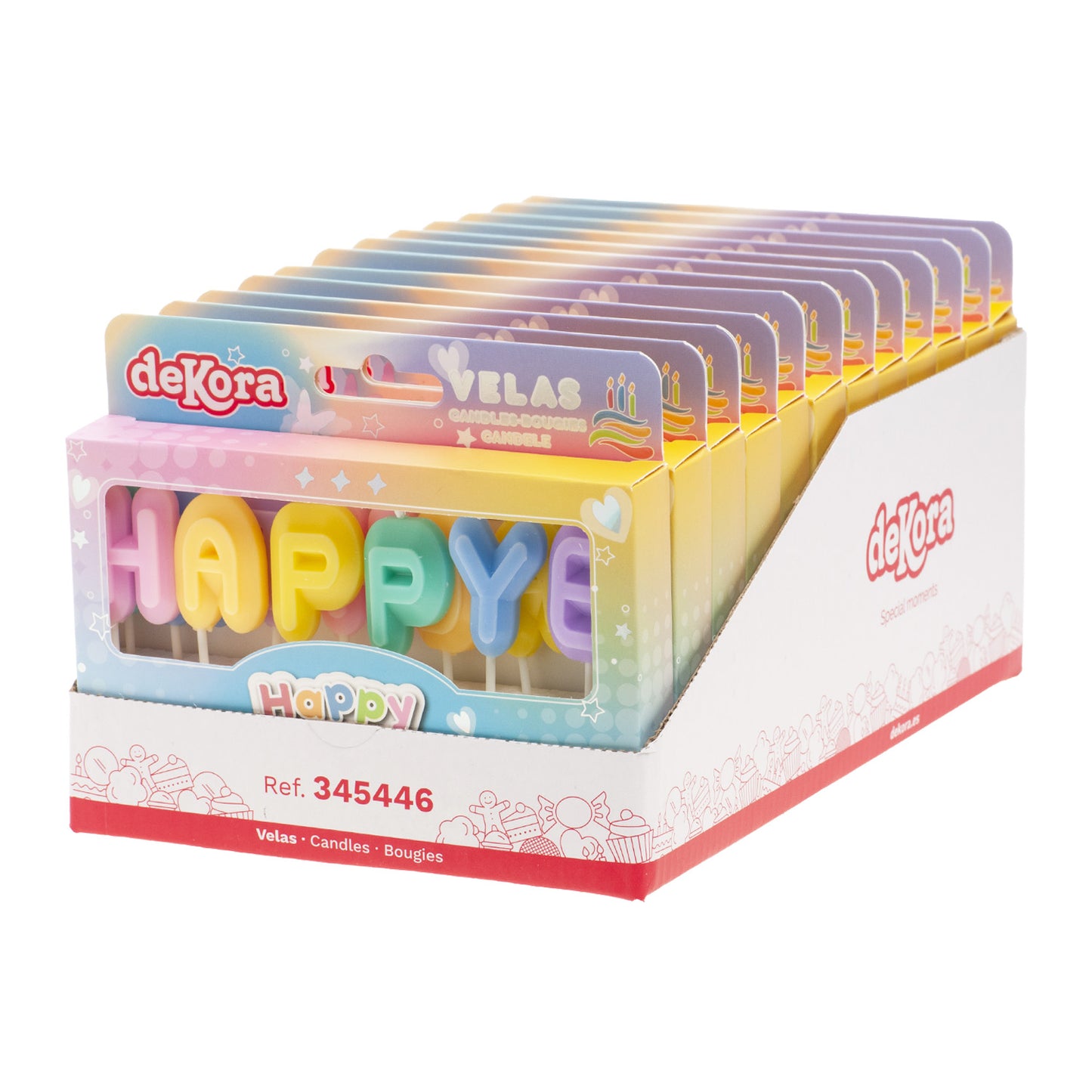 VELAS LETRAS HAPPY BIRTHDAY COLORES 8CM