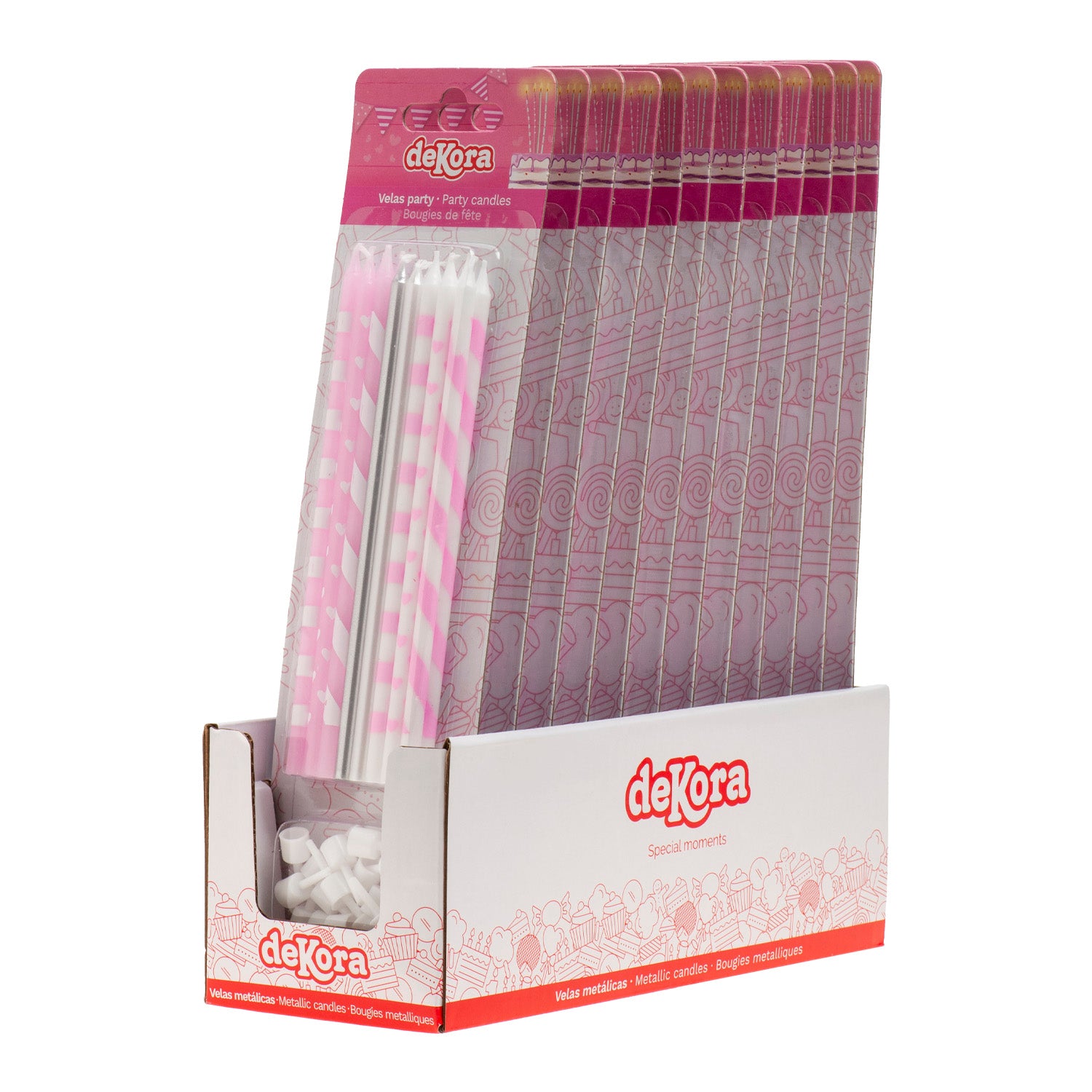 VELAS DE ANIVERSÁRIO MIX ROSA 13CM