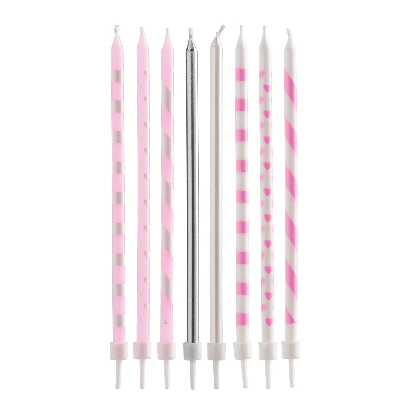 BOUGIES D'ANNIVERSAIRE ROSE MIX 13CM