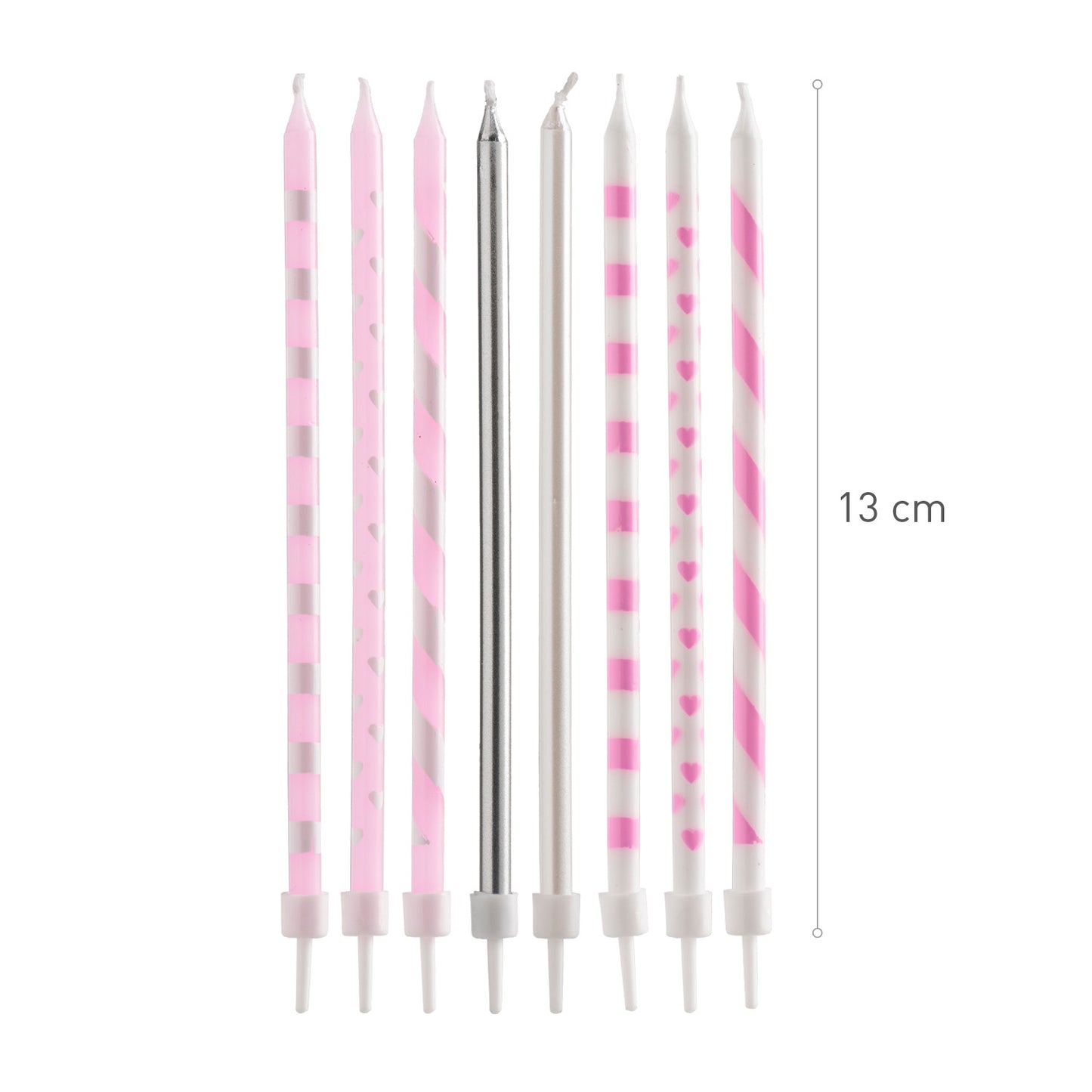BOUGIES D'ANNIVERSAIRE ROSE MIX 13CM