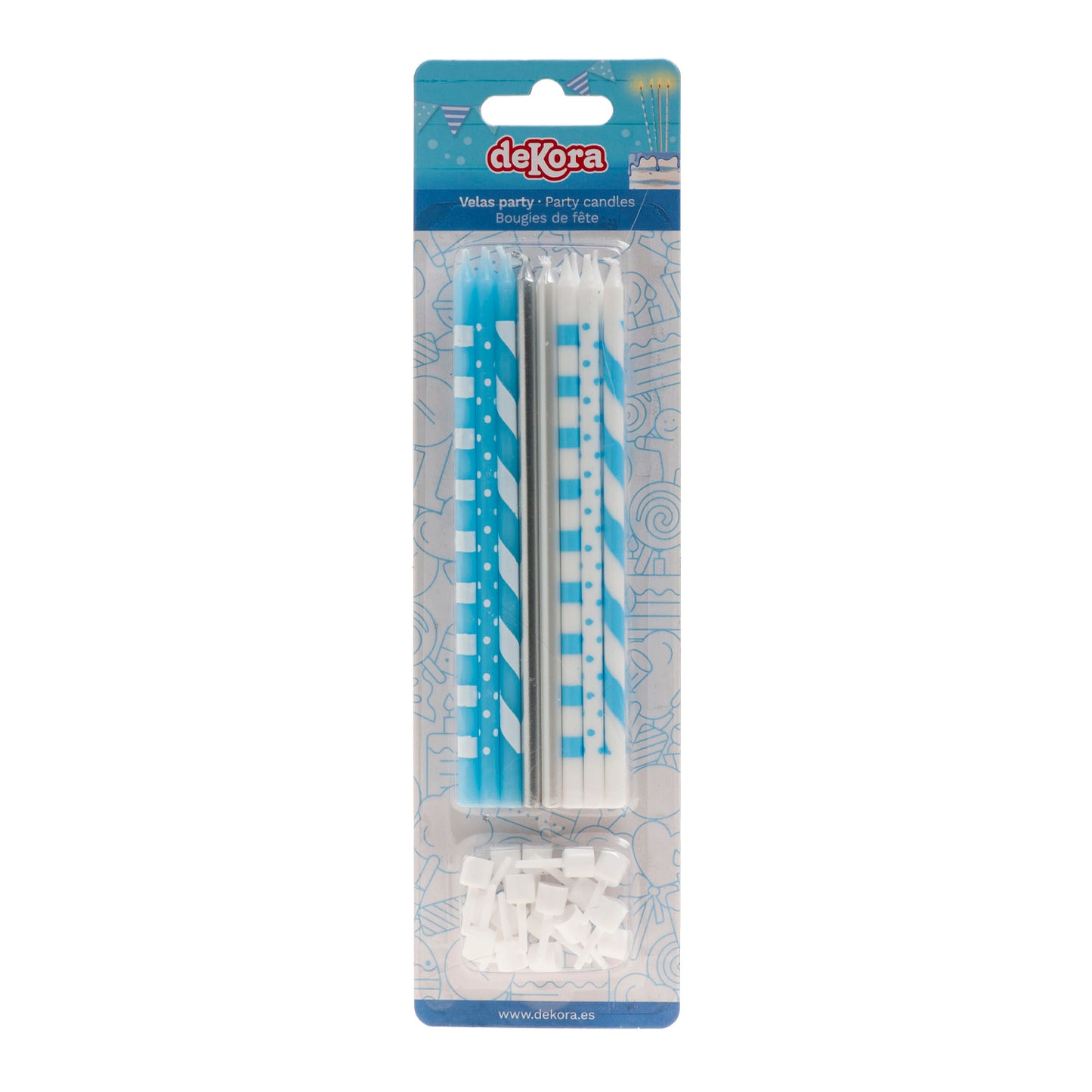 BOUGIES D'ANNIVERSAIRE BLEU MIX 13CM