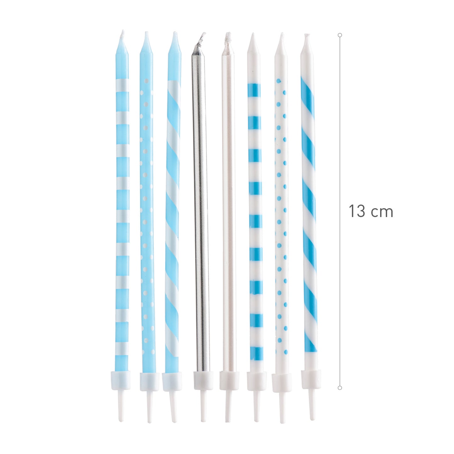 BOUGIES D'ANNIVERSAIRE BLEU MIX 13CM