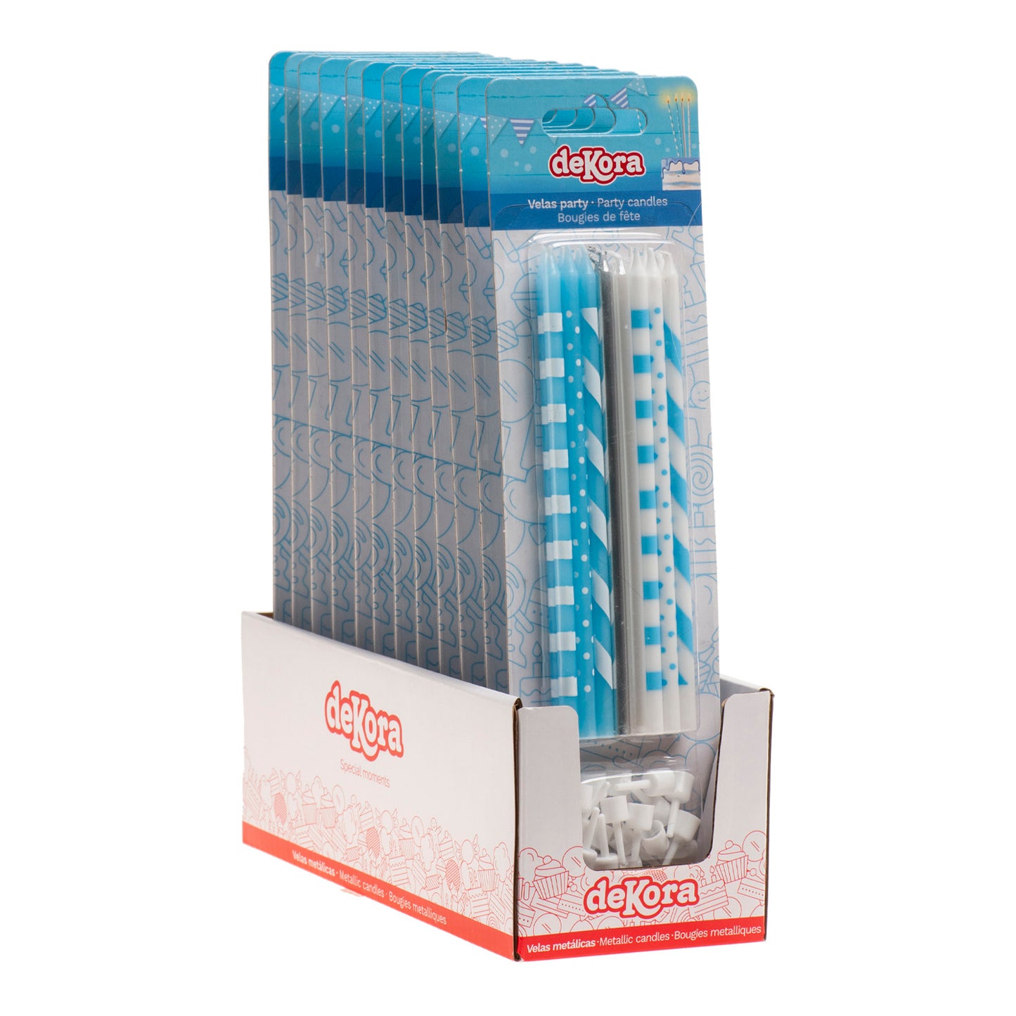 BOUGIES D'ANNIVERSAIRE BLEU MIX 13CM