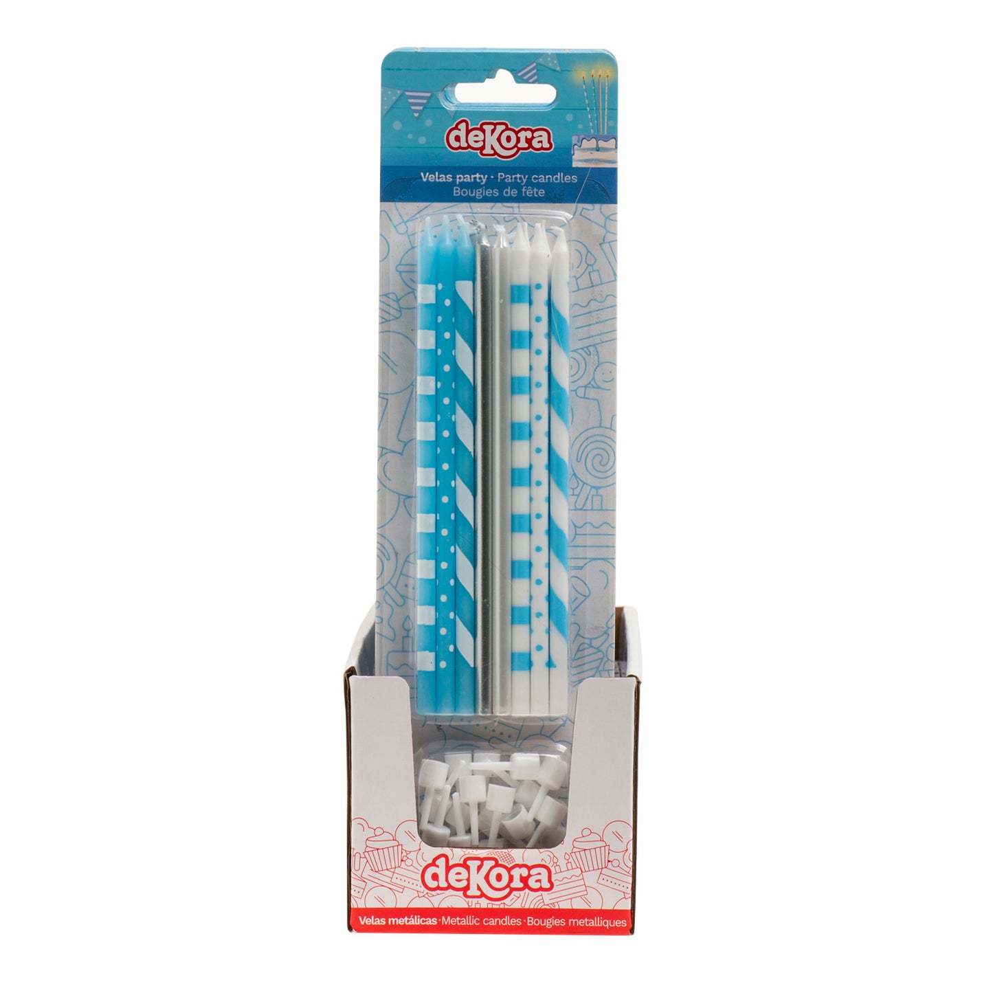 BOUGIES D'ANNIVERSAIRE BLEU MIX 13CM