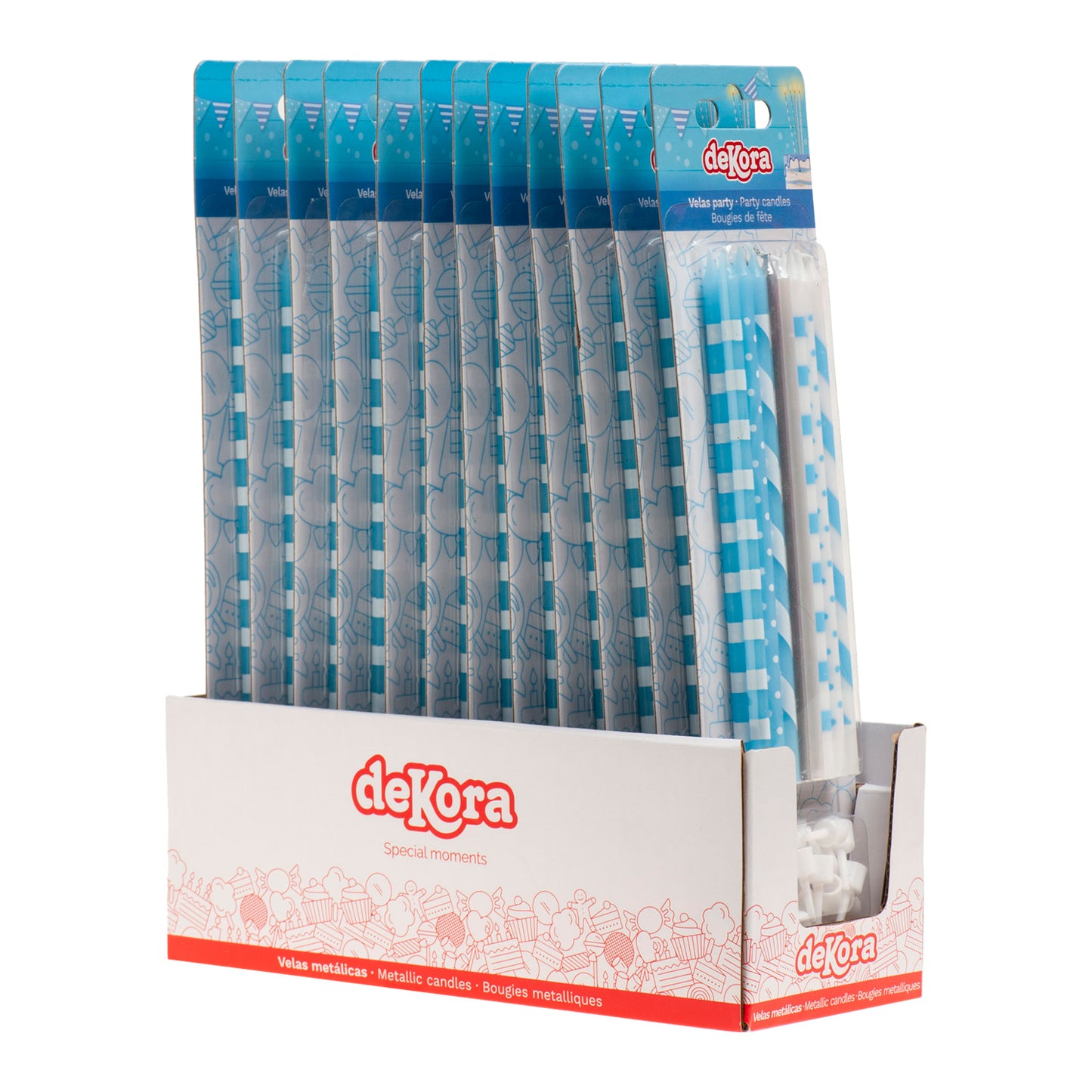 BOUGIES D'ANNIVERSAIRE BLEU MIX 13CM