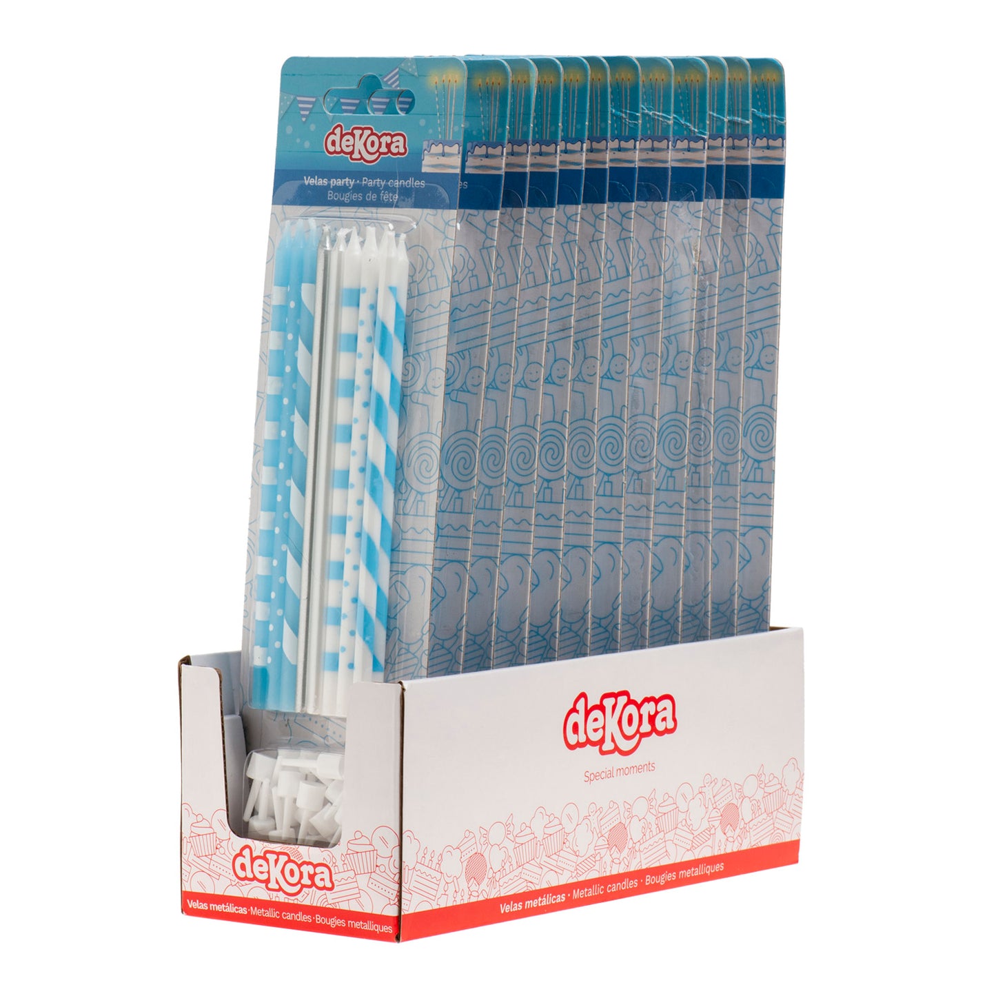 BOUGIES D'ANNIVERSAIRE BLEU MIX 13CM