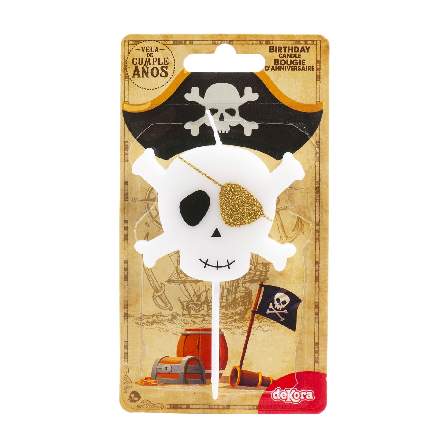 VELA CUMPLEAÑOS 2D PIRATA 7.5CM