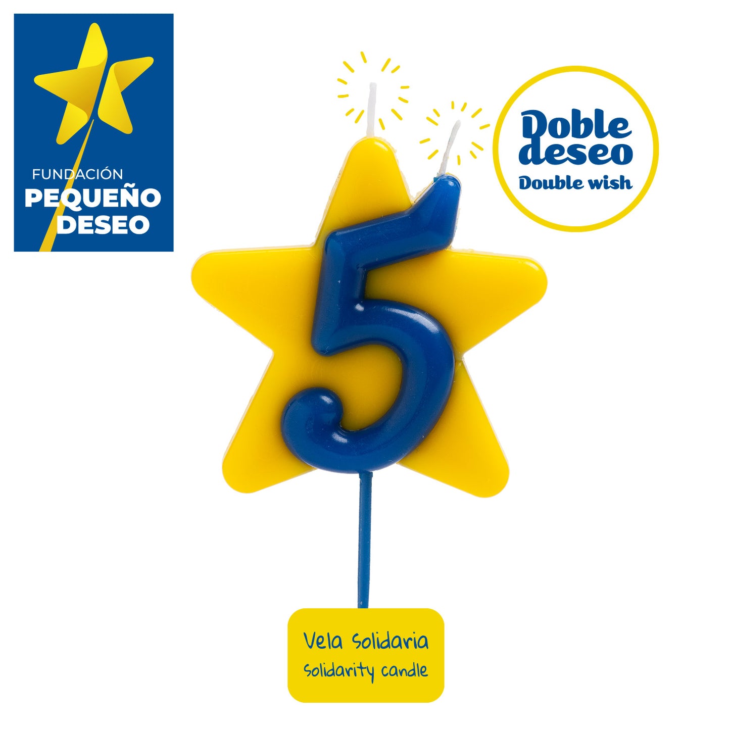 VELA ANIVERSÁRIO SOLIDÁRIA ESTRELA DESEJO DUPLO | Nº5