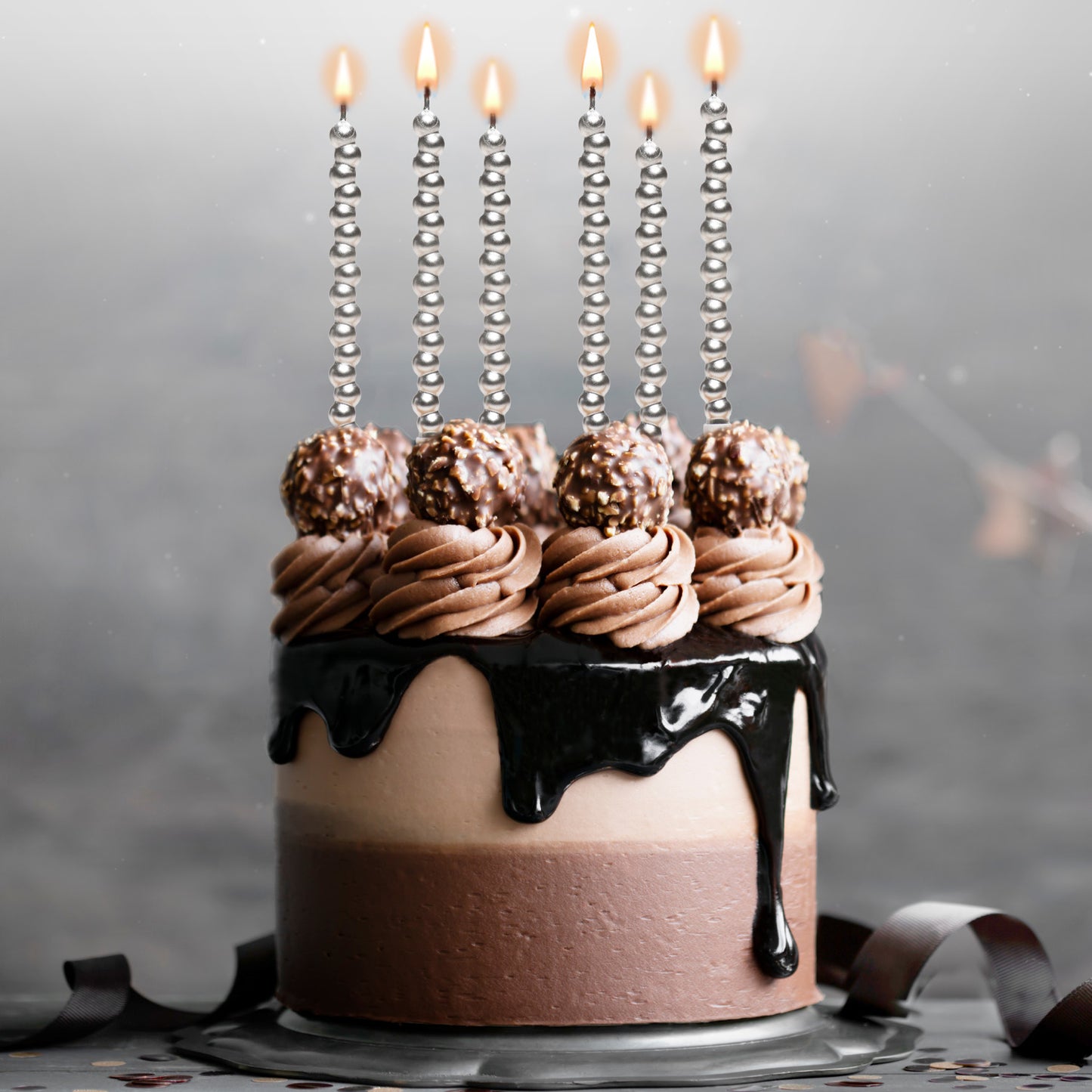 BUBBLE CANDLES SILVER COLOUR 14CM