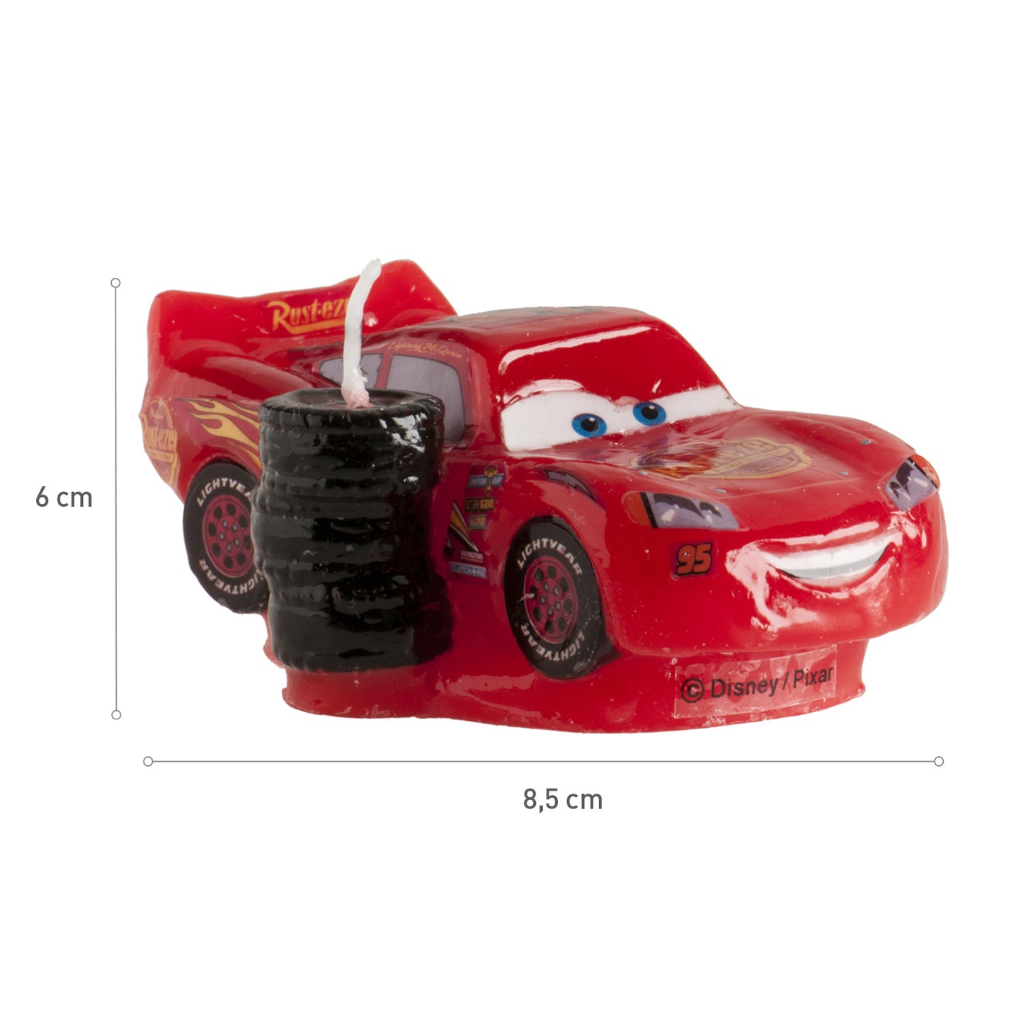 DISPLAY 6 VELAS CUMPLEAÑOS 3D CARS 8,5CM