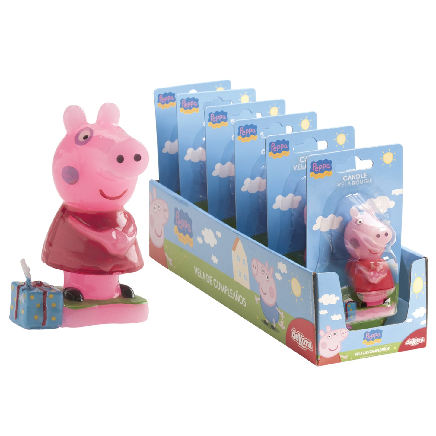 DISPLAY 6 BOUGIES PEPPA PIG 8CM