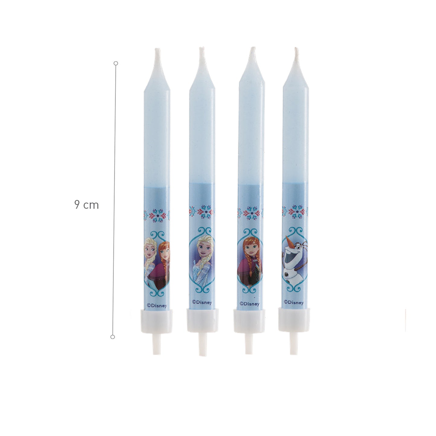 DISPLAY 12 BLISTER 8 FROZEN BIRTHDAY CANDLES PICK 9CM