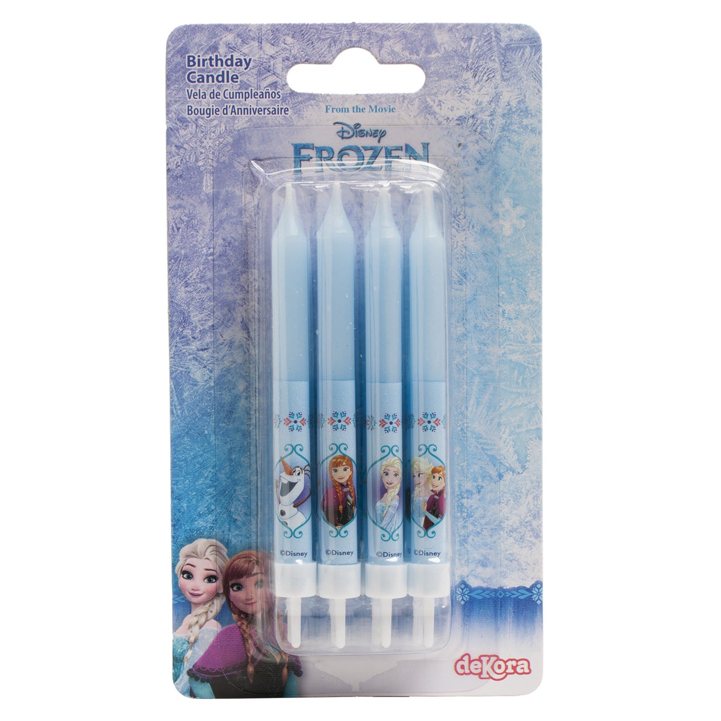 DISPLAY 12 BLISTER 8 FROZEN BIRTHDAY CANDLES PICK 9CM