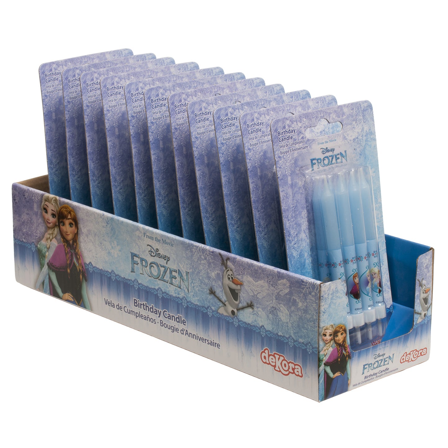 DISPLAY 12 BLISTER 8 FROZEN BIRTHDAY CANDLES PICK 9CM