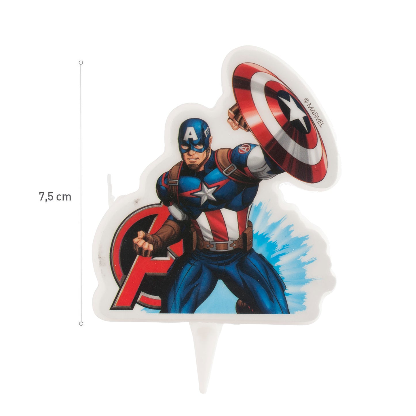DISPLAY 12 "AVENGERS" CAPTAIN AMERICA 2D BIRTHDAY CANDLES 7,5 CM