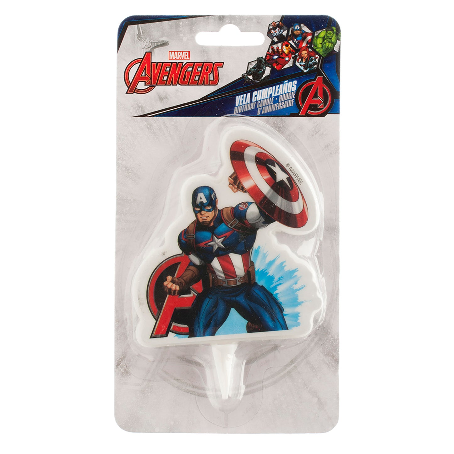 DISPLAY 12 "AVENGERS" CAPTAIN AMERICA 2D BIRTHDAY CANDLES 7,5 CM