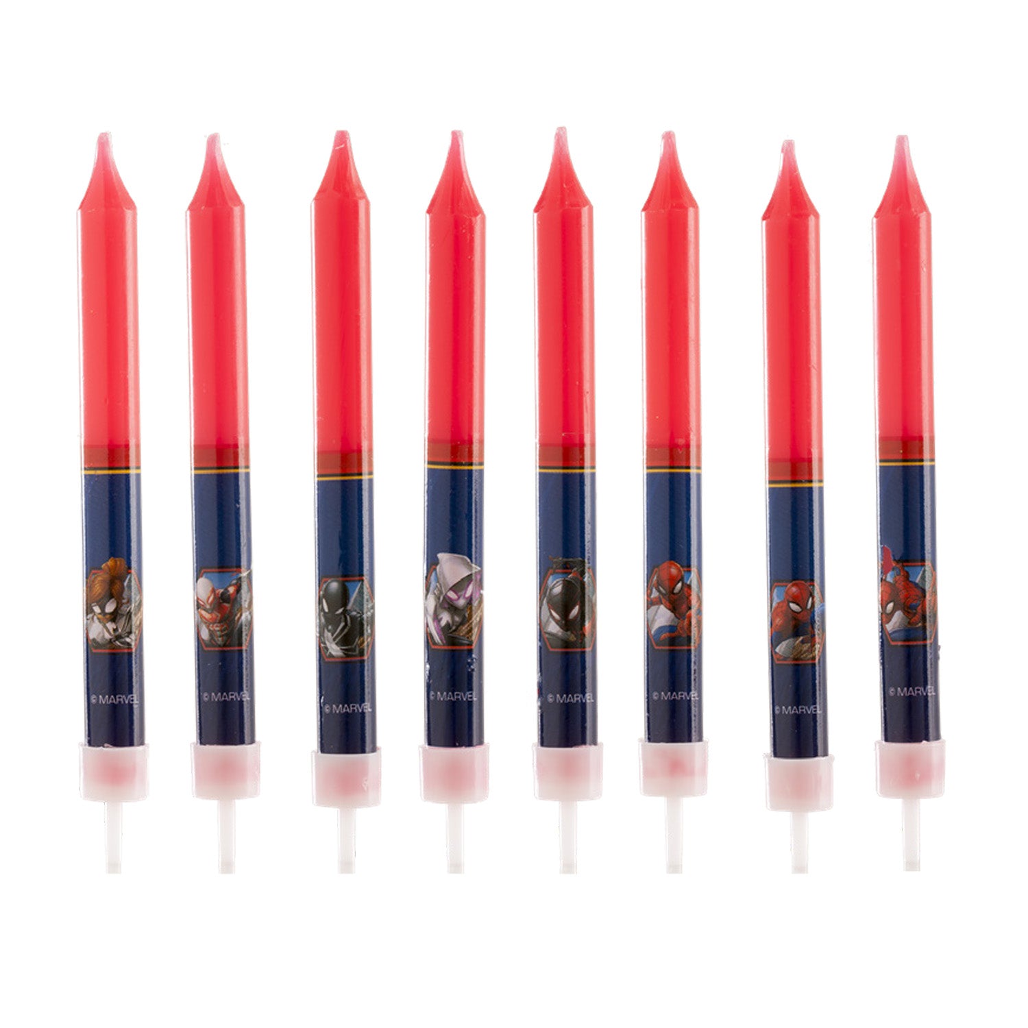 DISPLAY 12 BLISTERS 8 VELAS CUMPLEAÑOS PALILLO SPIDERMAN 9 CM