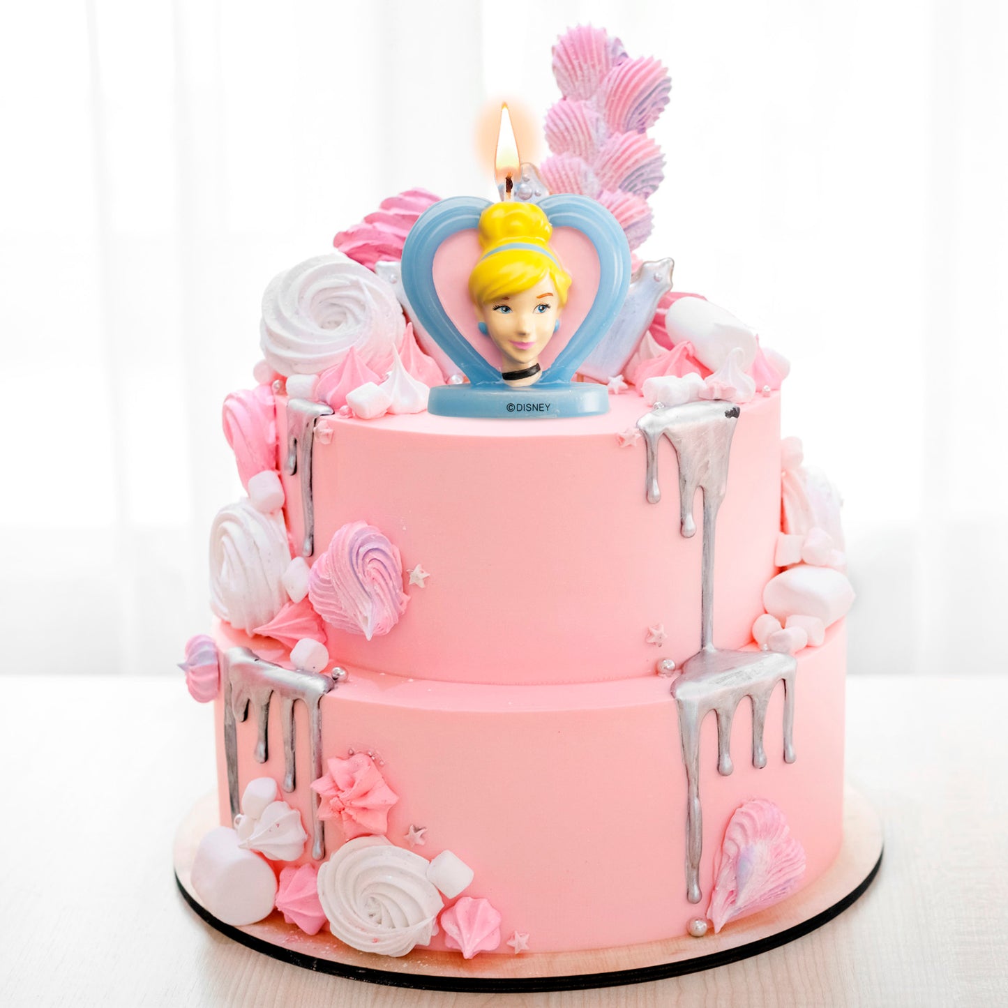 DISPLAY 8 CINDERELLA HEART 3D BIRTHDAY CANDLES 5,5 CM