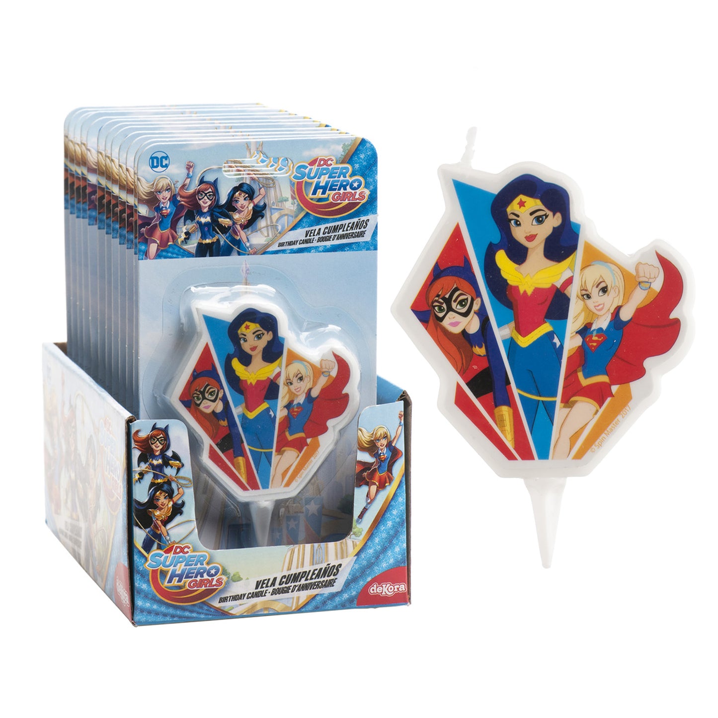DISPLAY 12 CANDLES 2D SUPER HERO GIRLS 7,5CM