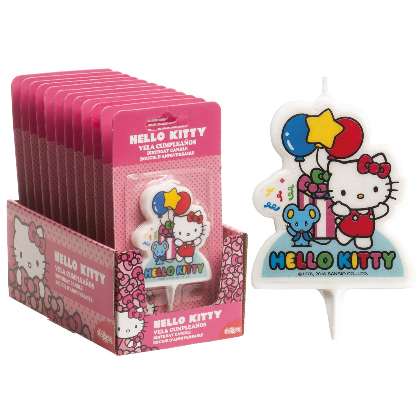 DISPLAY 12 HELLO KITTY 2D BIRTHDAY CANDLES 7 CM