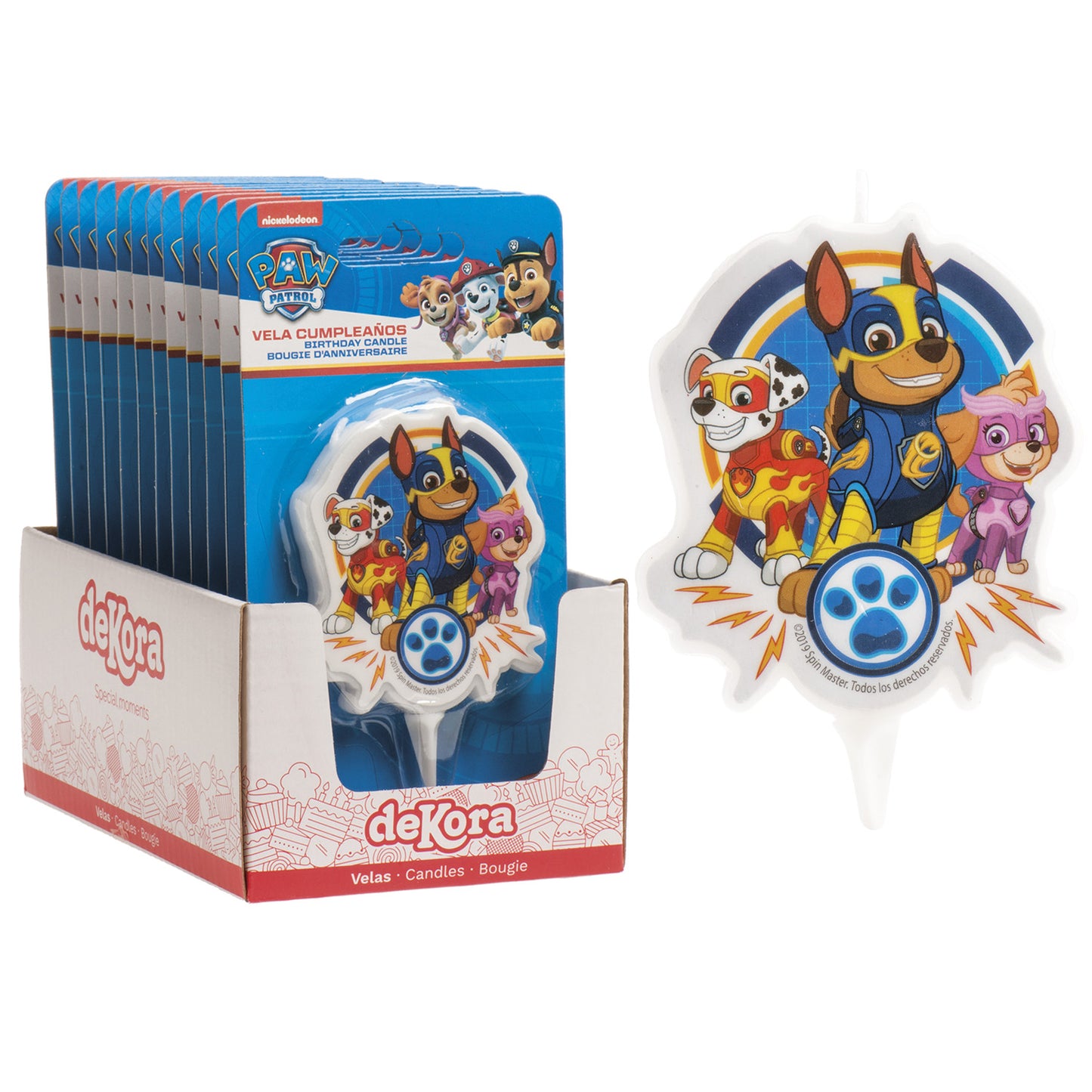 EXPOSITOR 12 VELAS ANIVERSARIO 2D PAW PATROL 7,5 CM