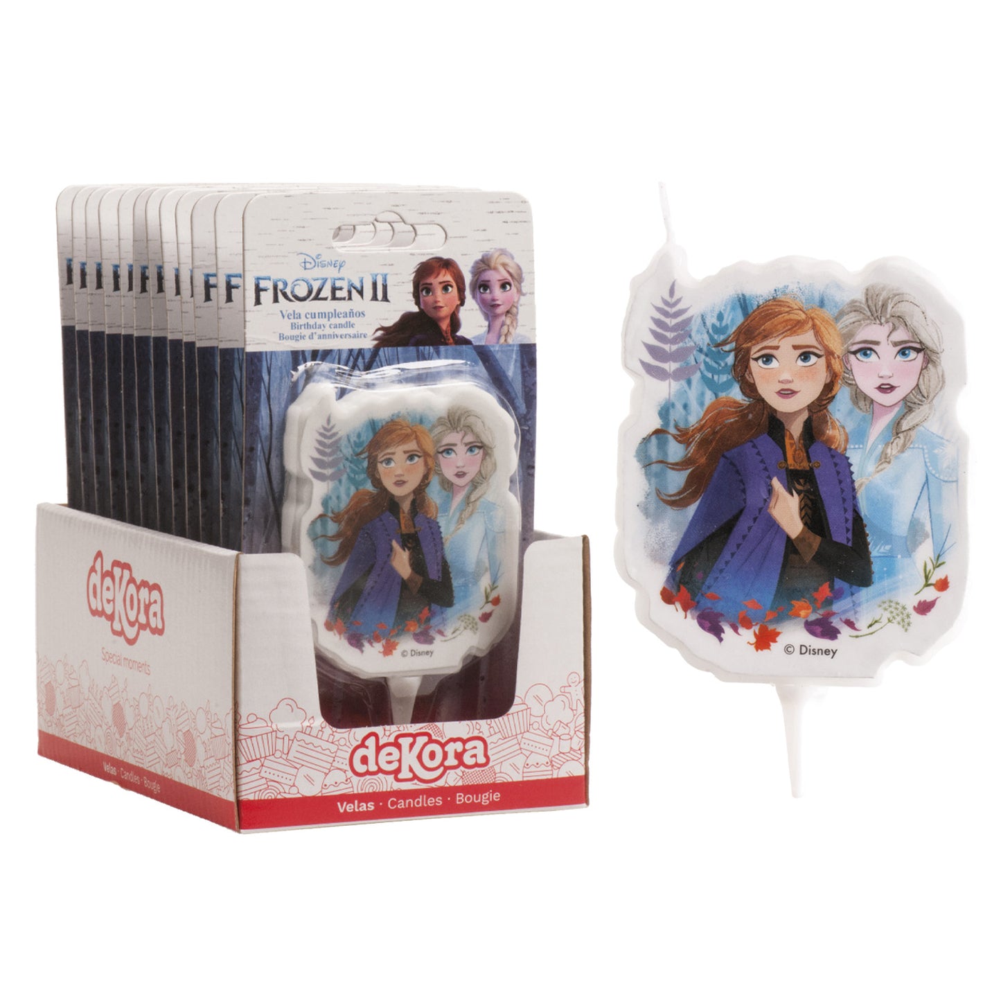 DISPLAY 12 BOUGIES ANNIVERSAIRE 2D FROZEN II 7,5 CM