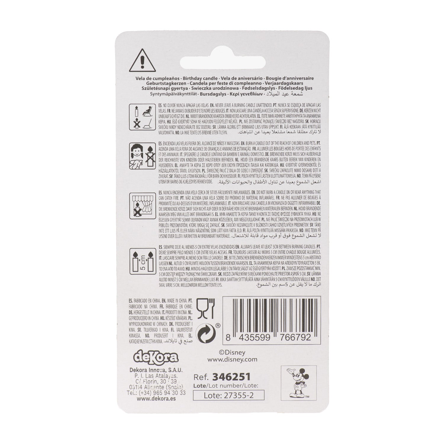 VELAS DE ANIVERSÁRIO ORELHAS DO MICKEY MOUSE 8,5 CM | Nº 1