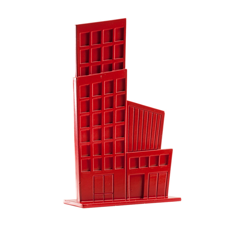 CAKE DECORATION PVC BUILDINGS RED AND GREY 12CM