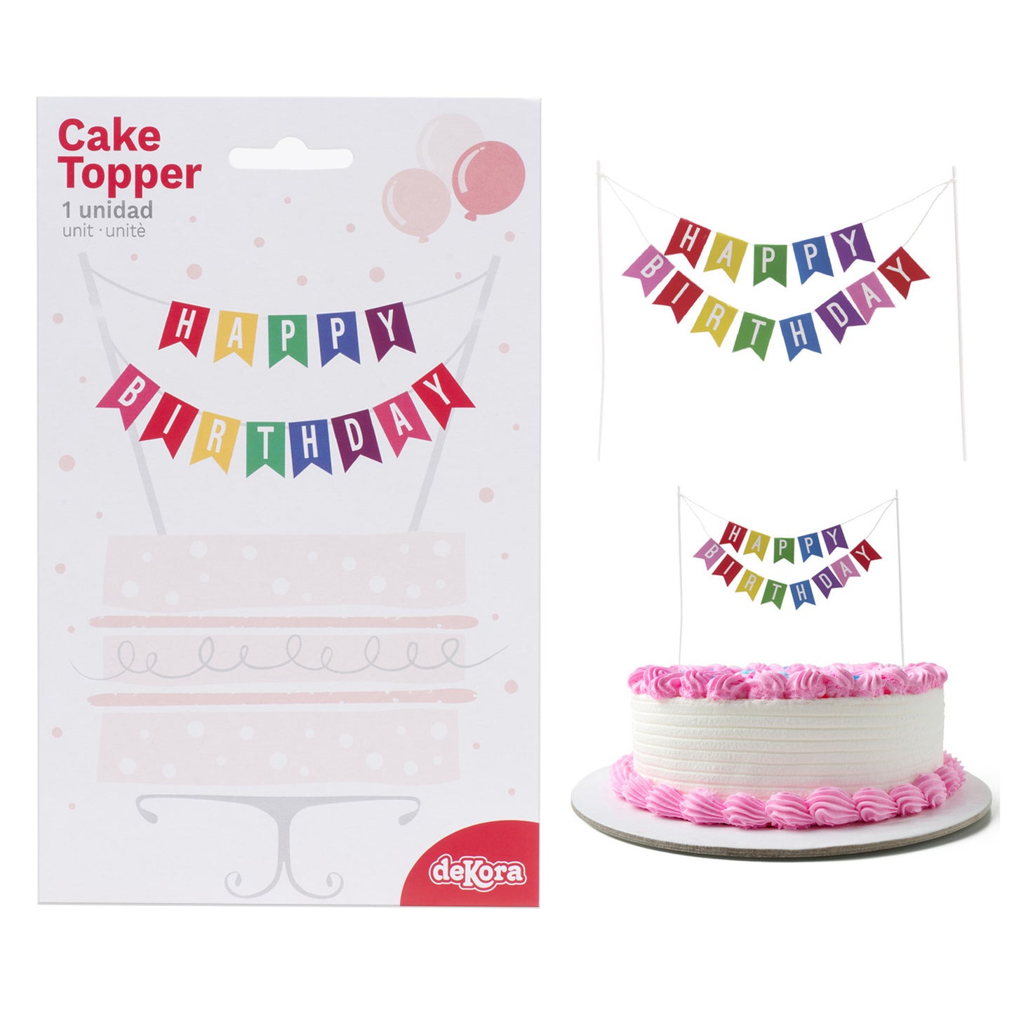 CAKE TOPPER DRAPEAU HAPPY BIRTHDAY