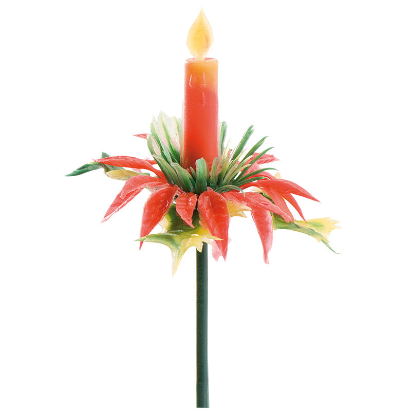FLOR DE NAVIDAD CON VELA PLASTICO 7,5-8CM