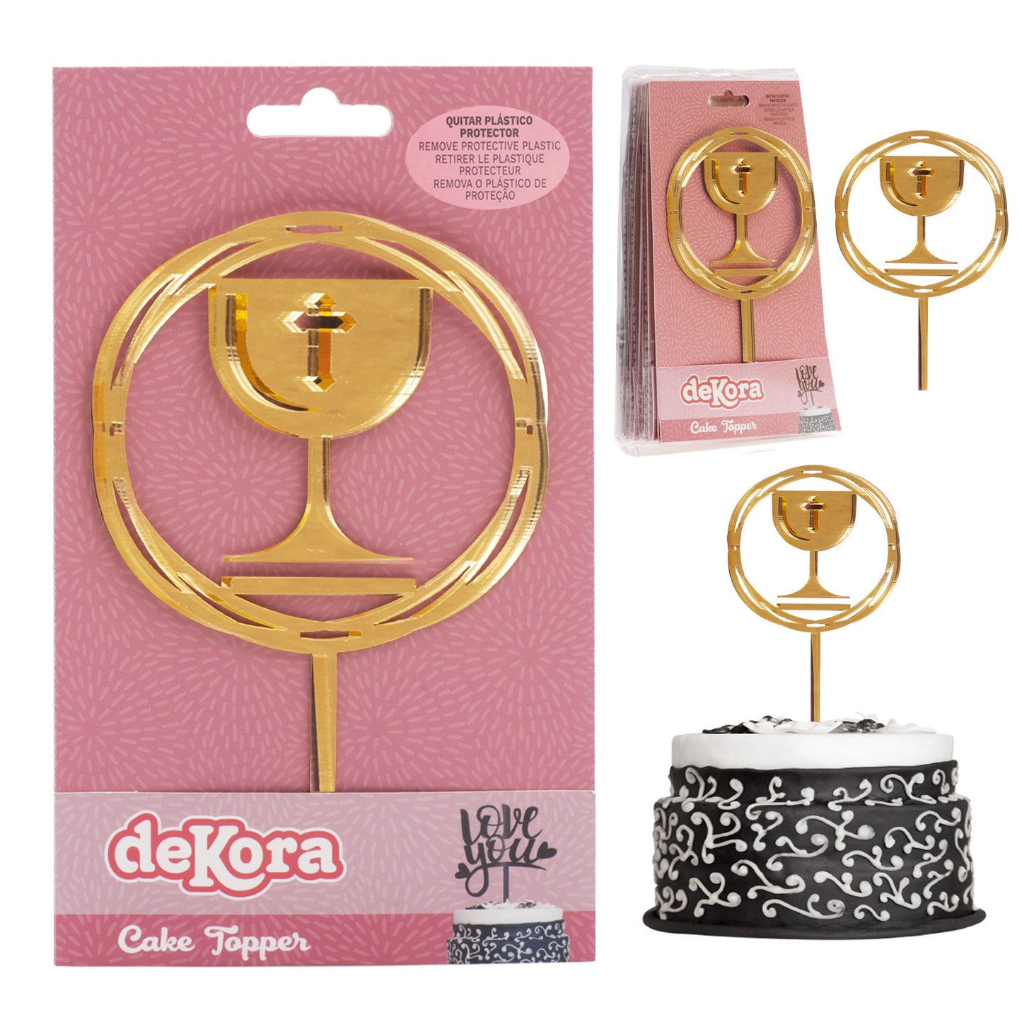 CAKE TOPPER CÁLIZ COMUNIÓN 15,5X9,9CM