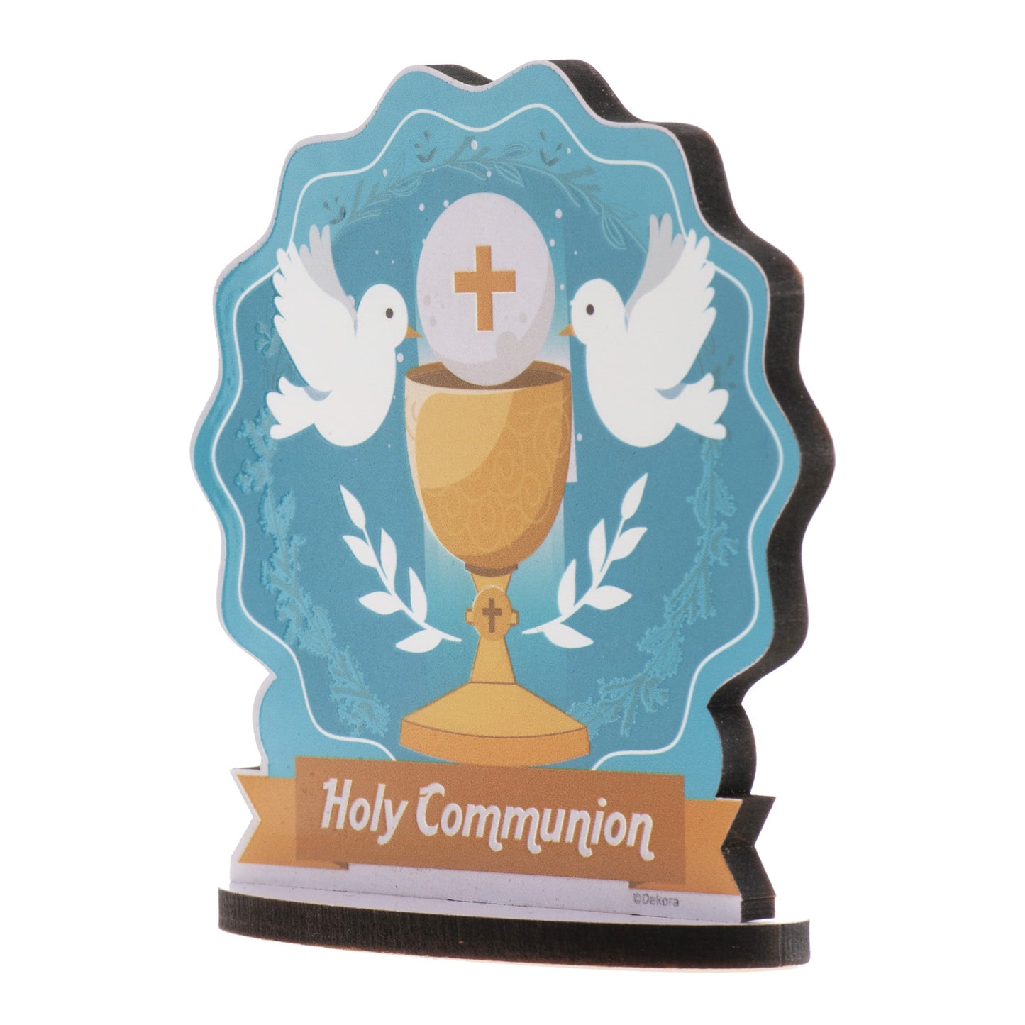 CAKE TOPPER CALICE DA COMUNIONE CON COLOMBE 12X12,5CM