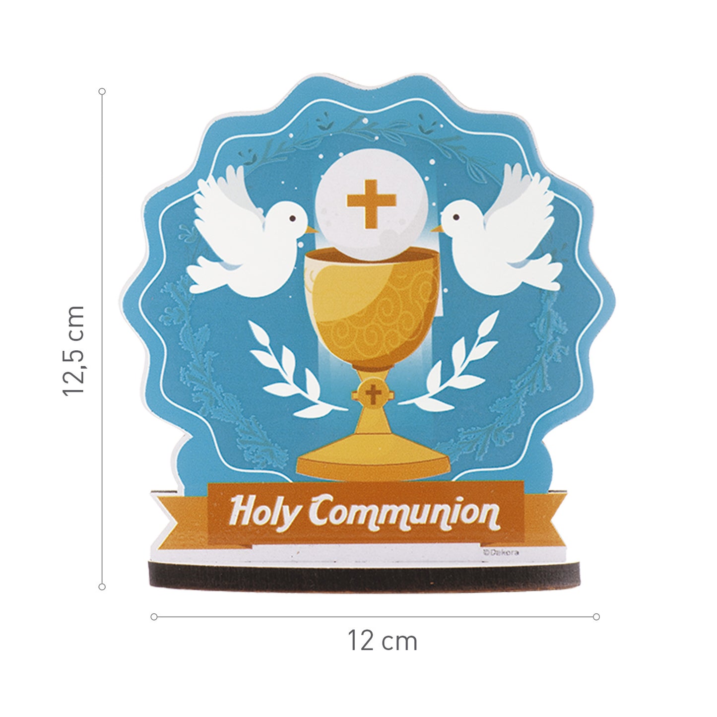 CAKE TOPPER CALICE DA COMUNIONE CON COLOMBE 12X12,5CM
