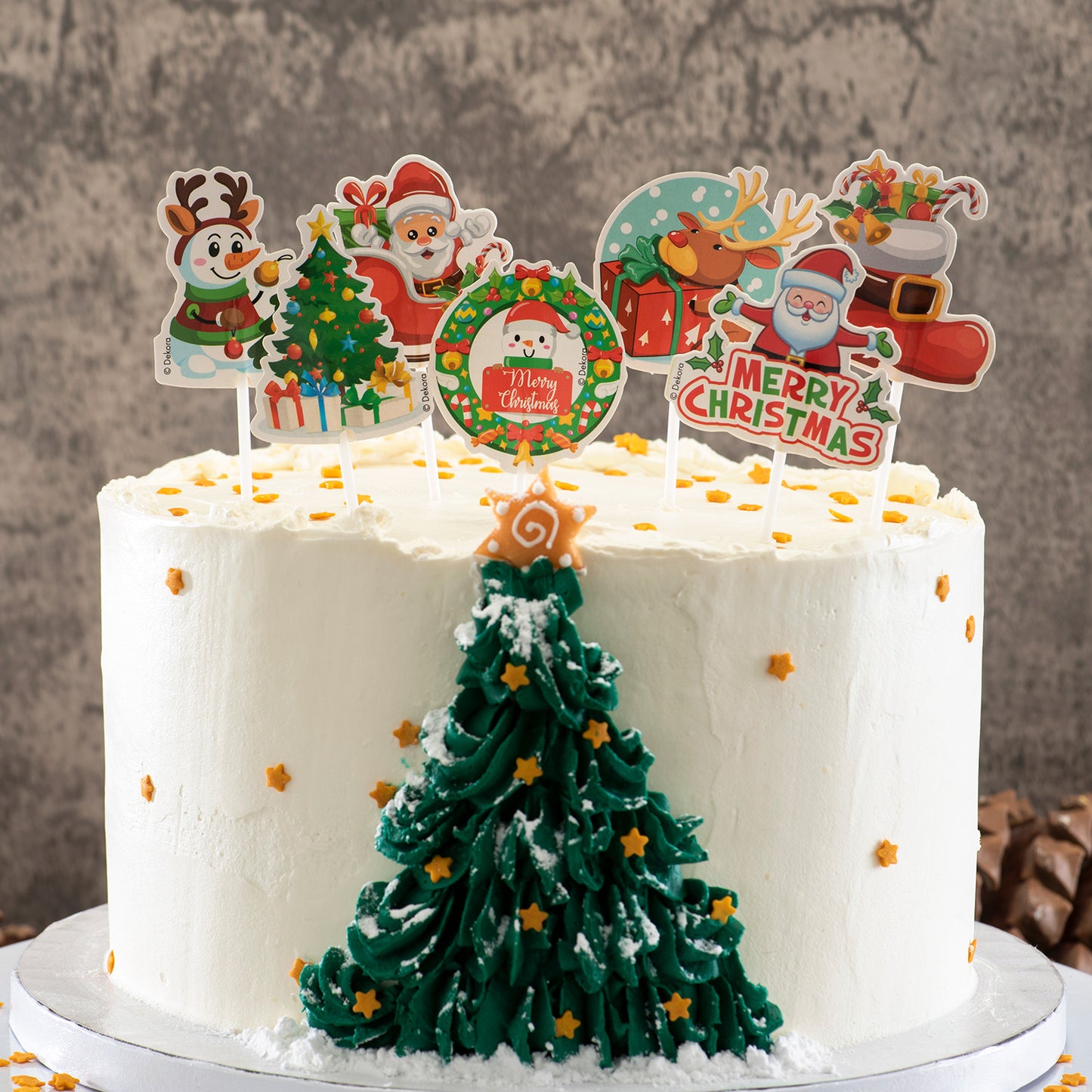 CHRISTMAS CAKE TOPPERS 8 DESINGS 9X6CM