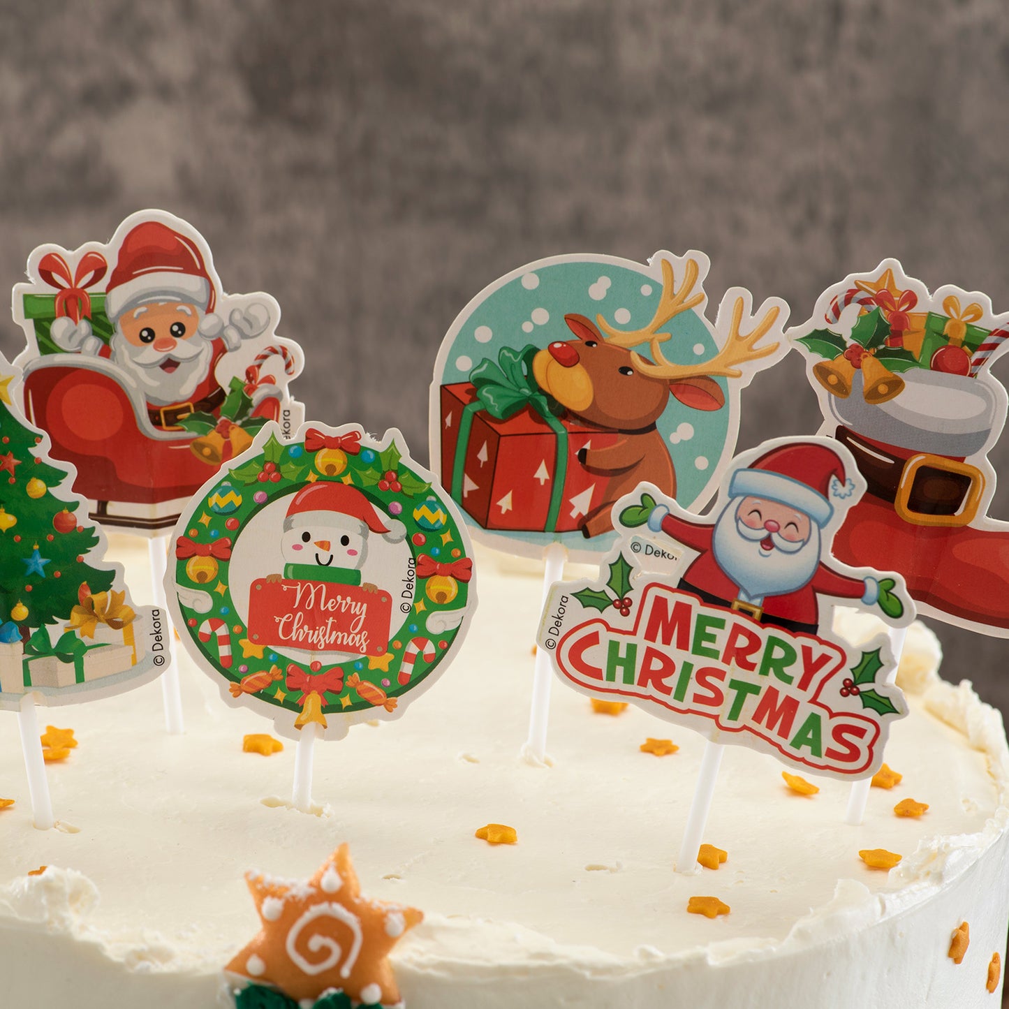 CAKE TOPPERS DE PAPEL DE NAVIDAD 8 DISEÑOS 9X6CM