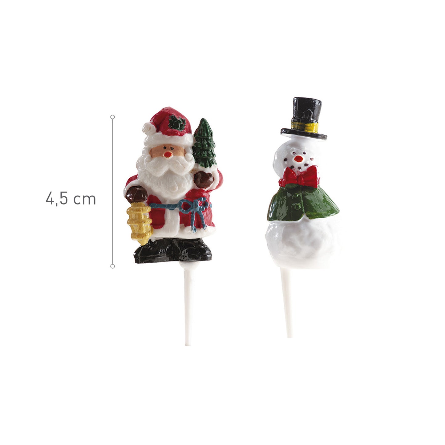 PLASTIC FIGURES SNOWMAN AND SANTA CLAUS 4.5CM