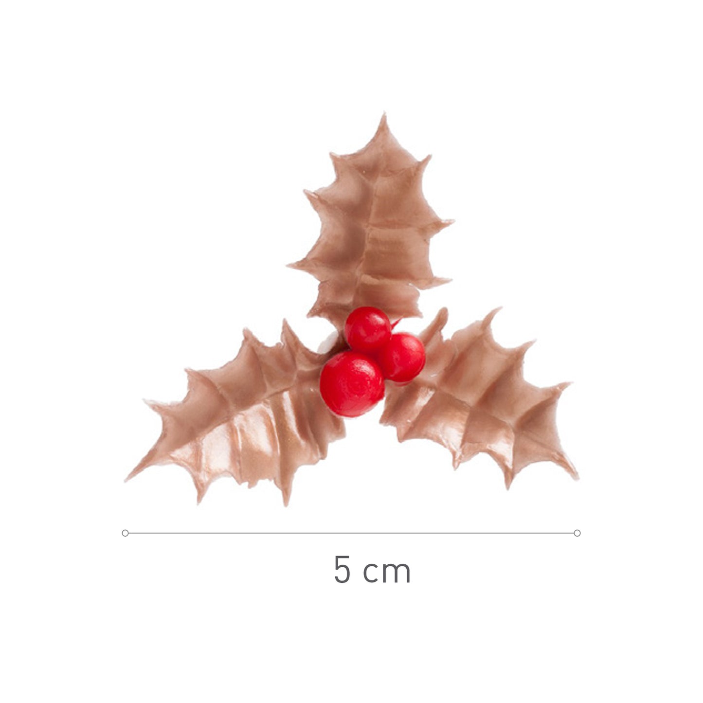 CAKE TOPPER PLASTIQUE FEUILLE DE HOUX DORÉE 5CM 72 PCS